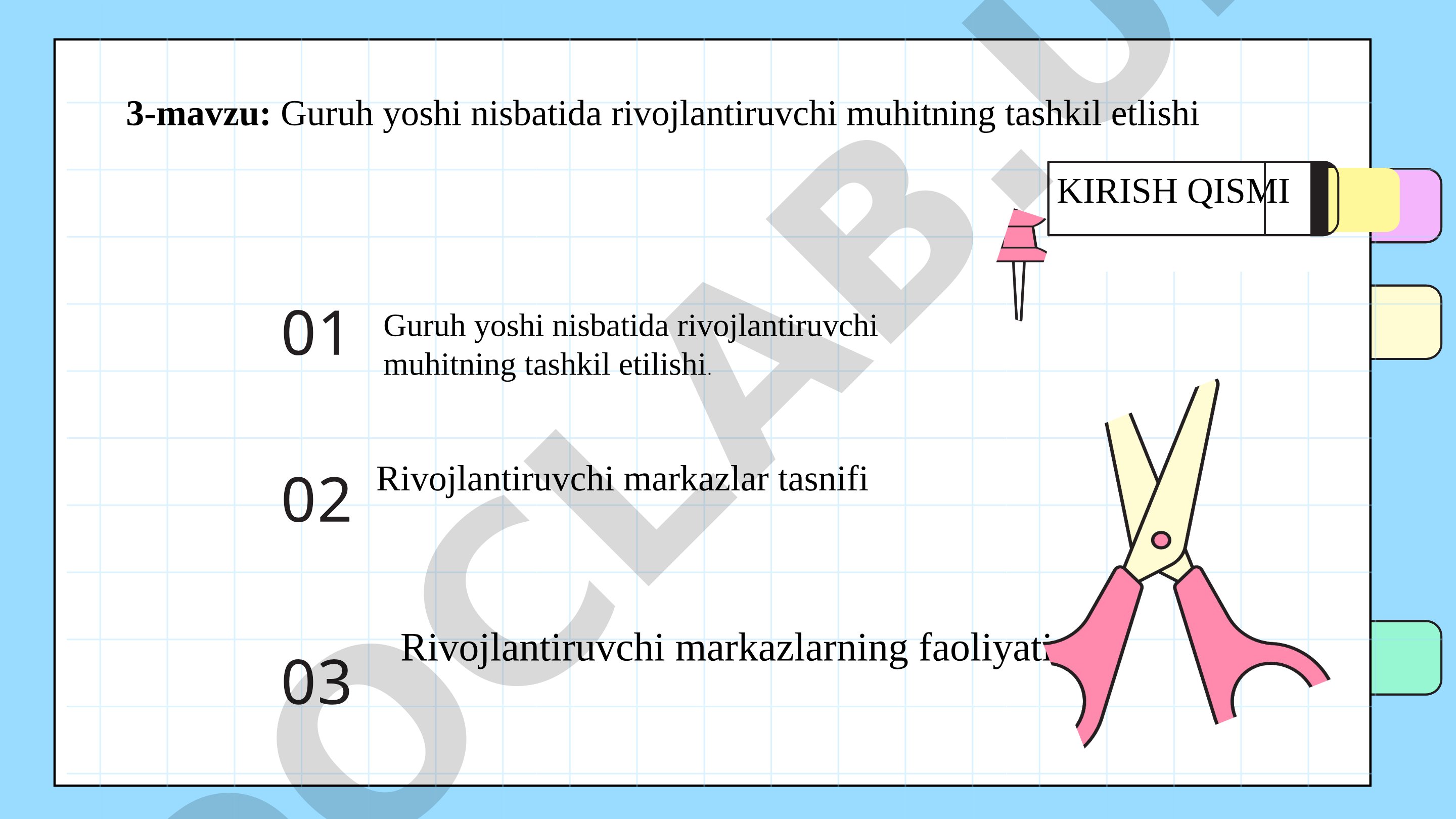 Guruh yoshi nisbatida rivojlantiruvchi muhitning tashkil etilishi