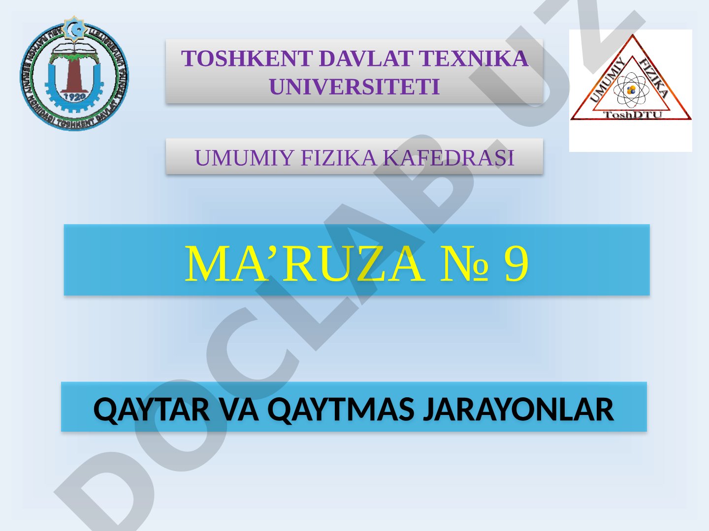 Qaytar va qaytmas jarayonlar