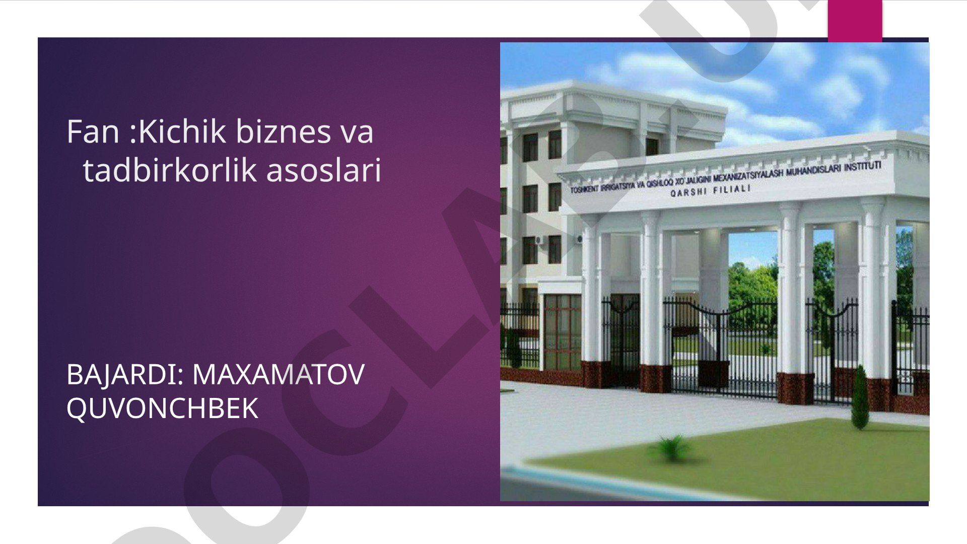 Kichik biznes va tadbirkorlik faoliyati subektlari samaradorligini oshirish yo‘llari