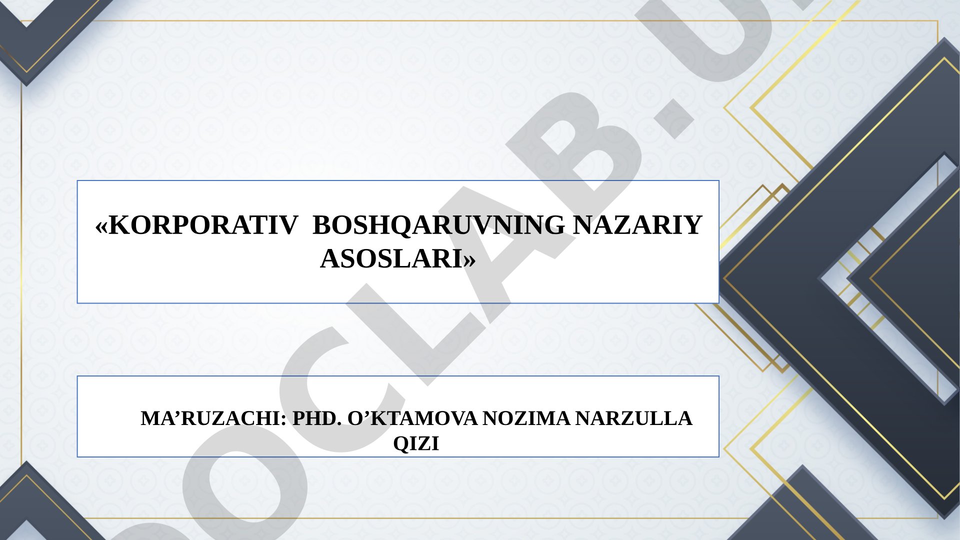 Korporativ boshqaruvning nazariy asoslari