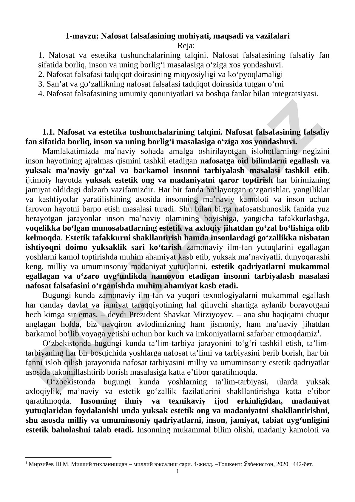 Nafosat falsafasining mohiyati, maqsadi va vazifalari