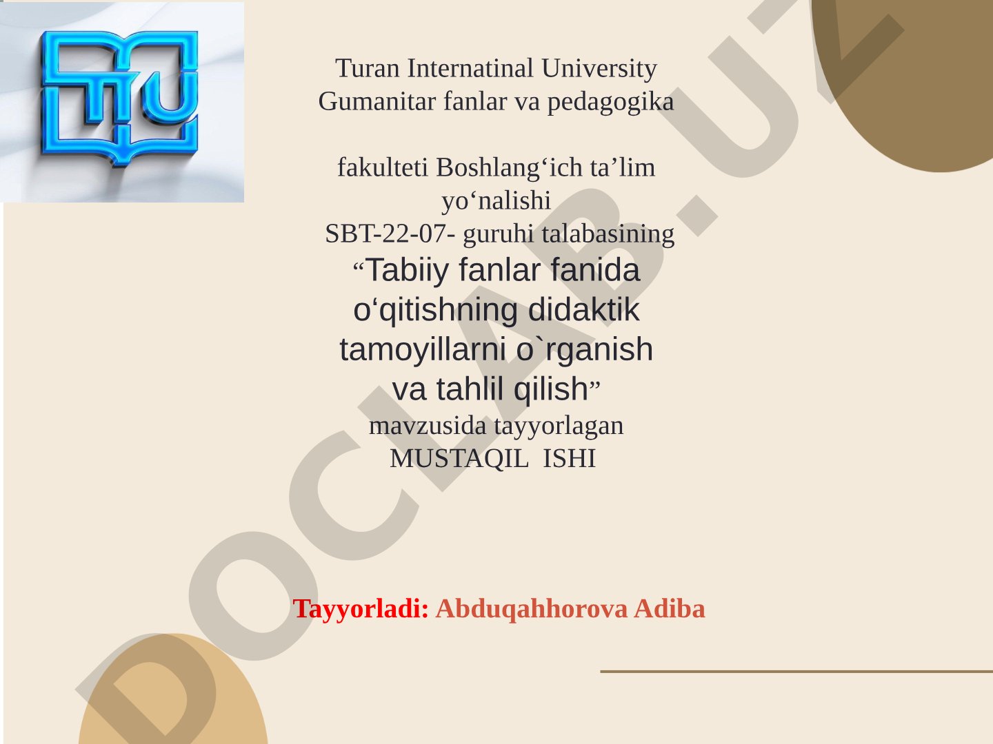 Tabiiy fanlar fanida o‘qitishning didaktik tamoyillarni o‘rganish va tahlil qilish