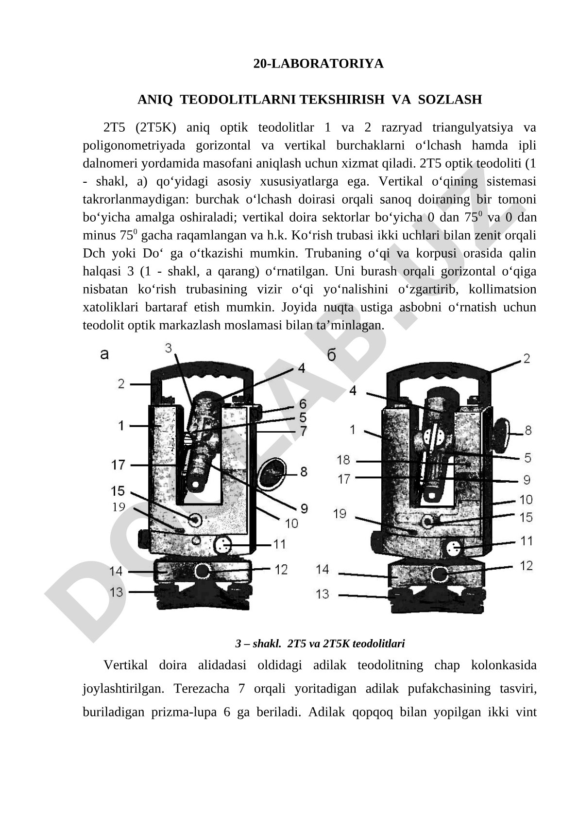 Aniq teodolitlarni tekshirish va sozlash 2T5 (2T5K)