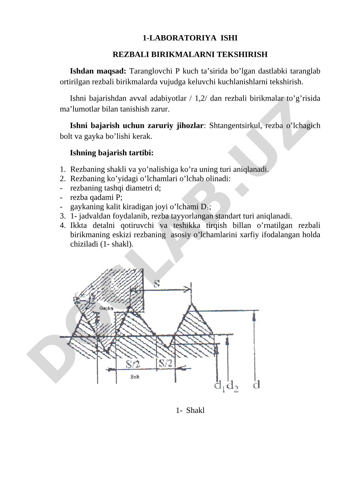 Rezbali birikmalarni tekshirish