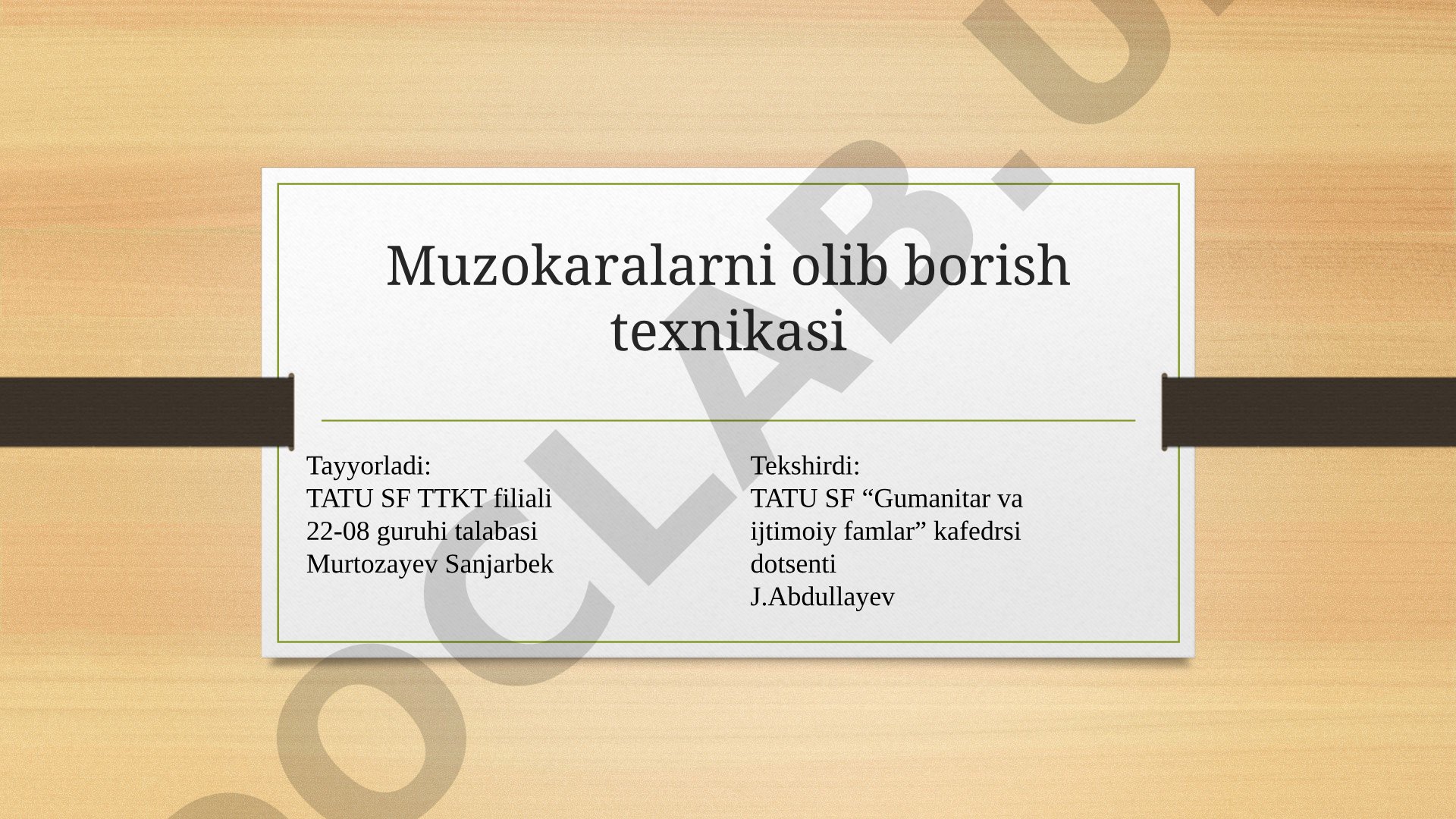 Muzokaralarni olib borish texnikasi