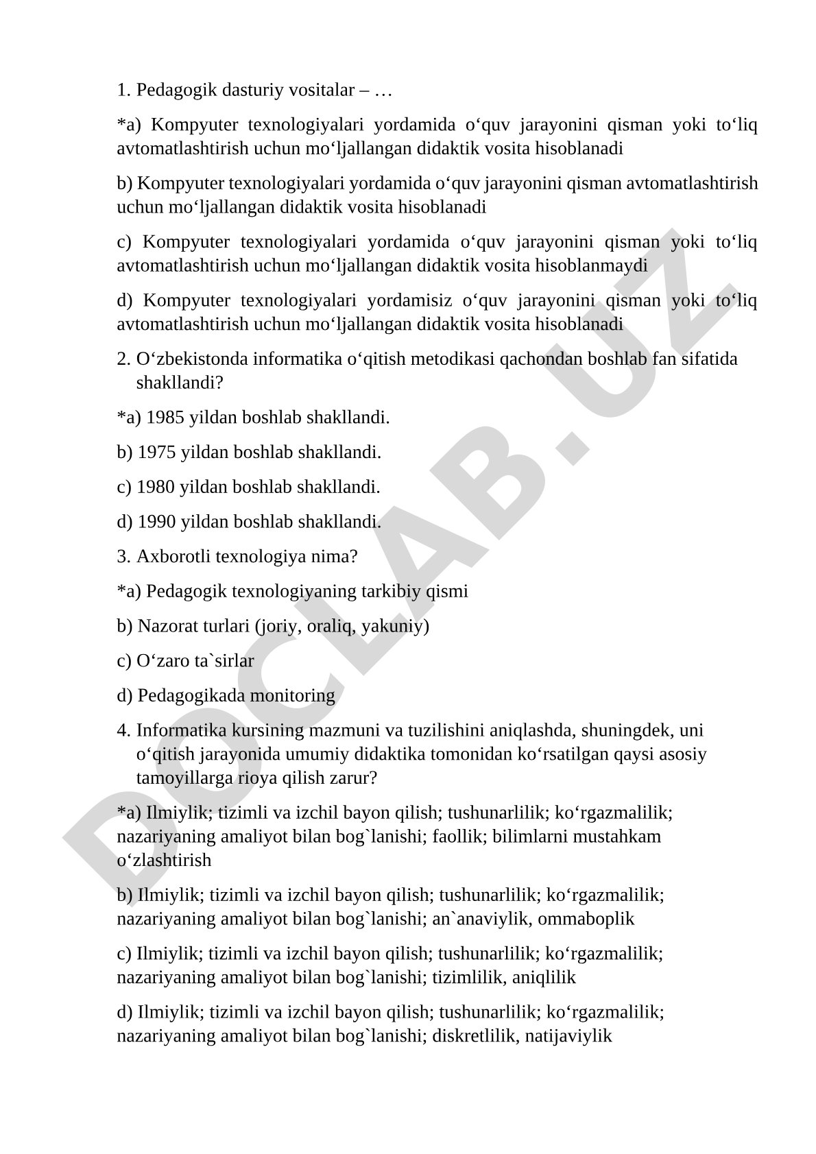 Pedagogik dasturiy vositalar va informatika o'qitish metodikasi