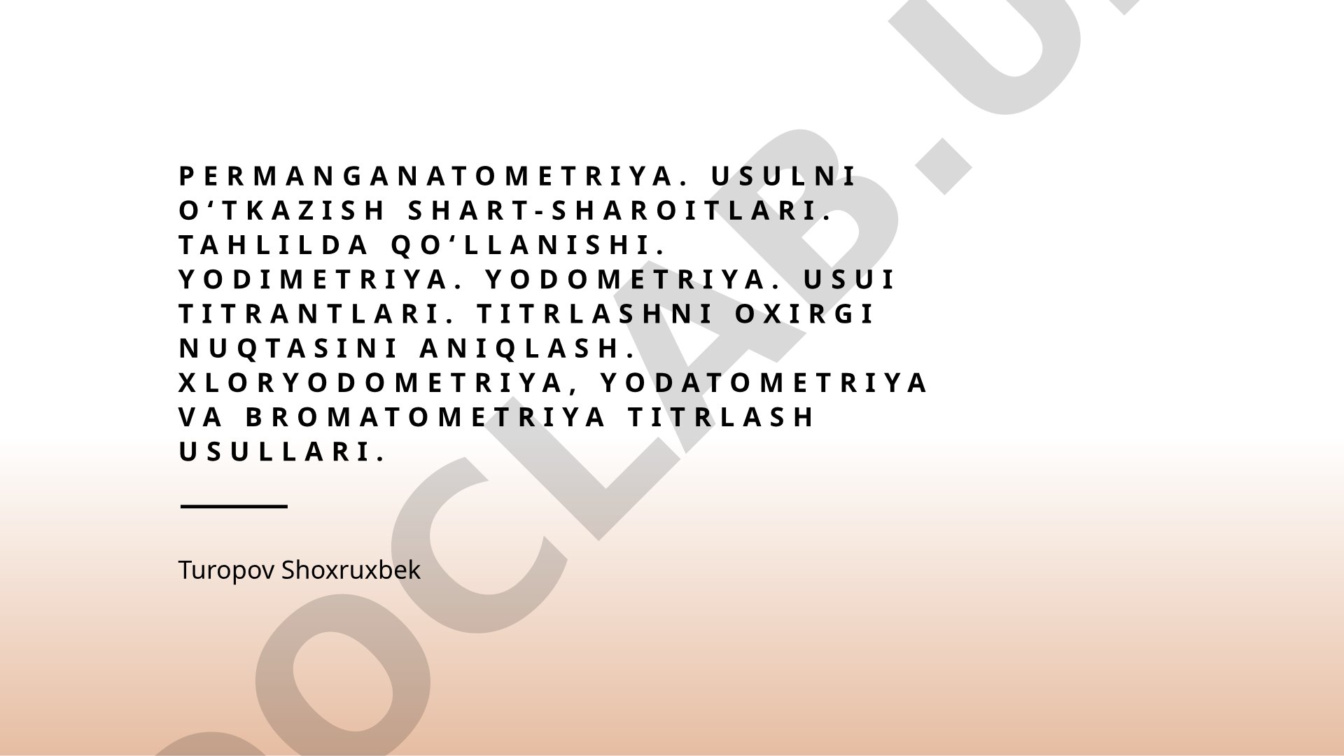 Permanganatometriya va yodimetriya titrlash usullari
