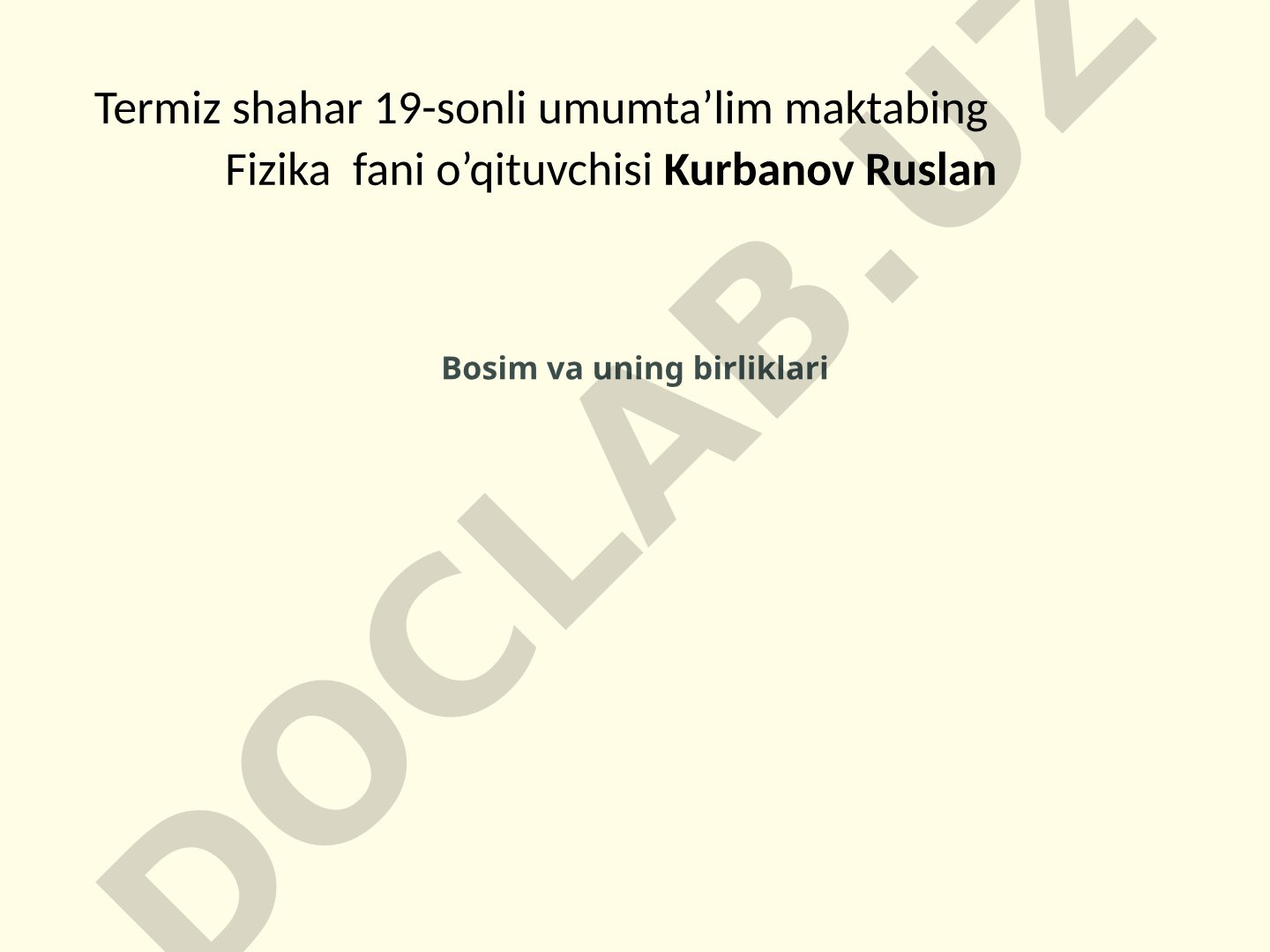 Bosim va uning birliklari