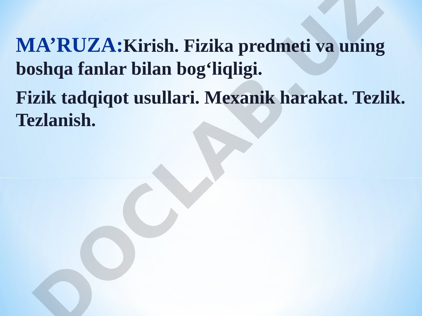 Fizika fanining predmeti va kinematika asoslari