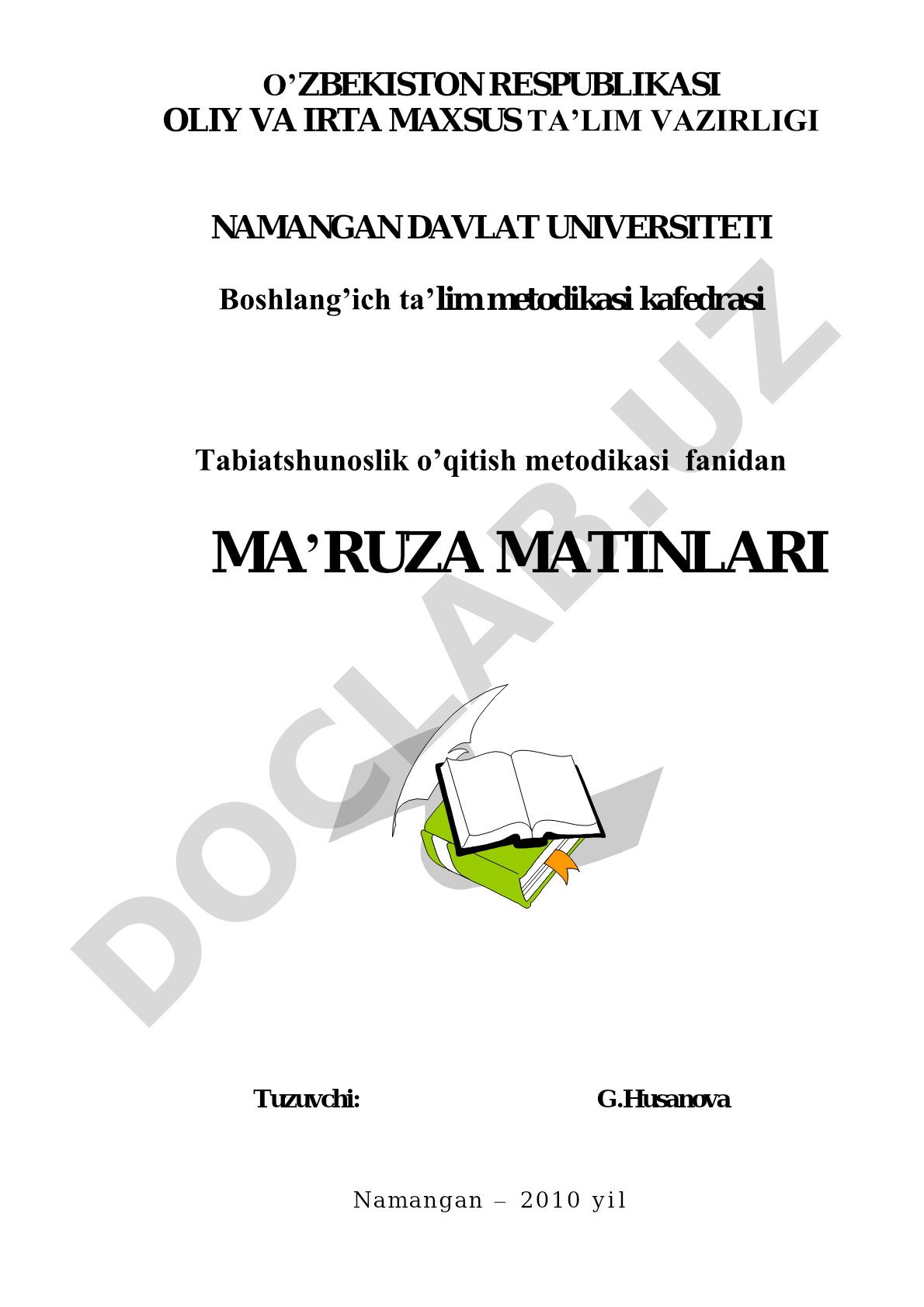 TABIATSHUNOSLIKNI O'QITISH METODIKASI - PEDAGOGIK FAN SIFATIDA