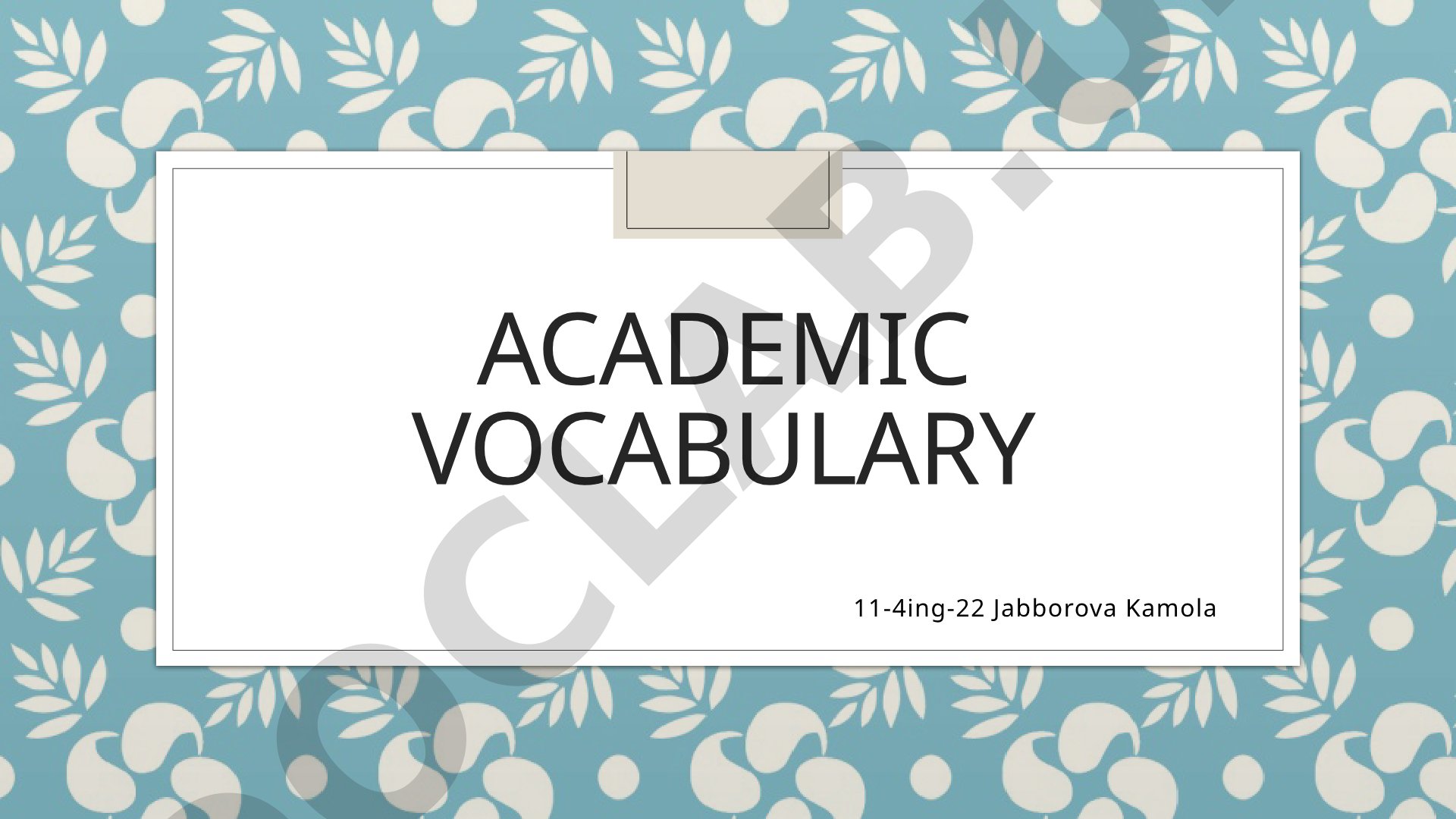 Academic vocabulary definition and types