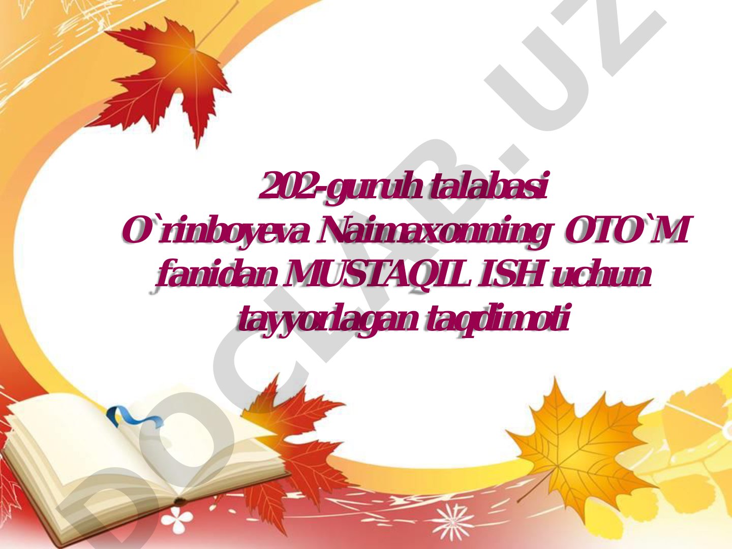 O’qishdan umumlashtiruvchi, takrorlovchi darslarni noan’anaviy shaklda tashkil etish