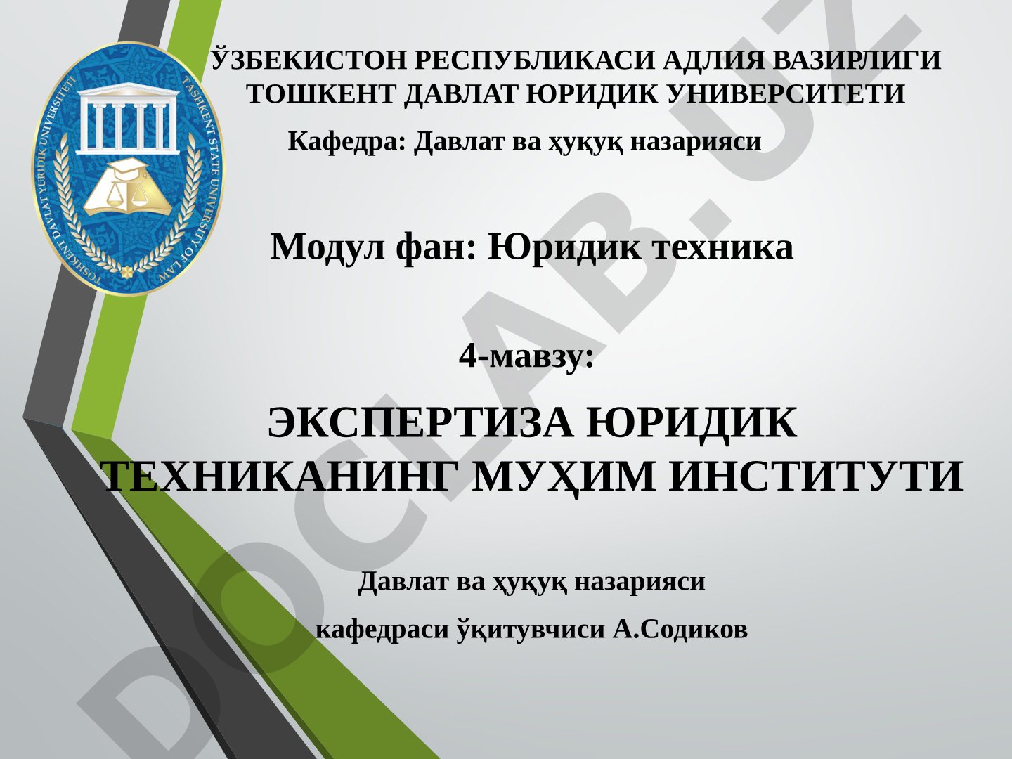 Экспертиза юридик техниканинг муҳим институти