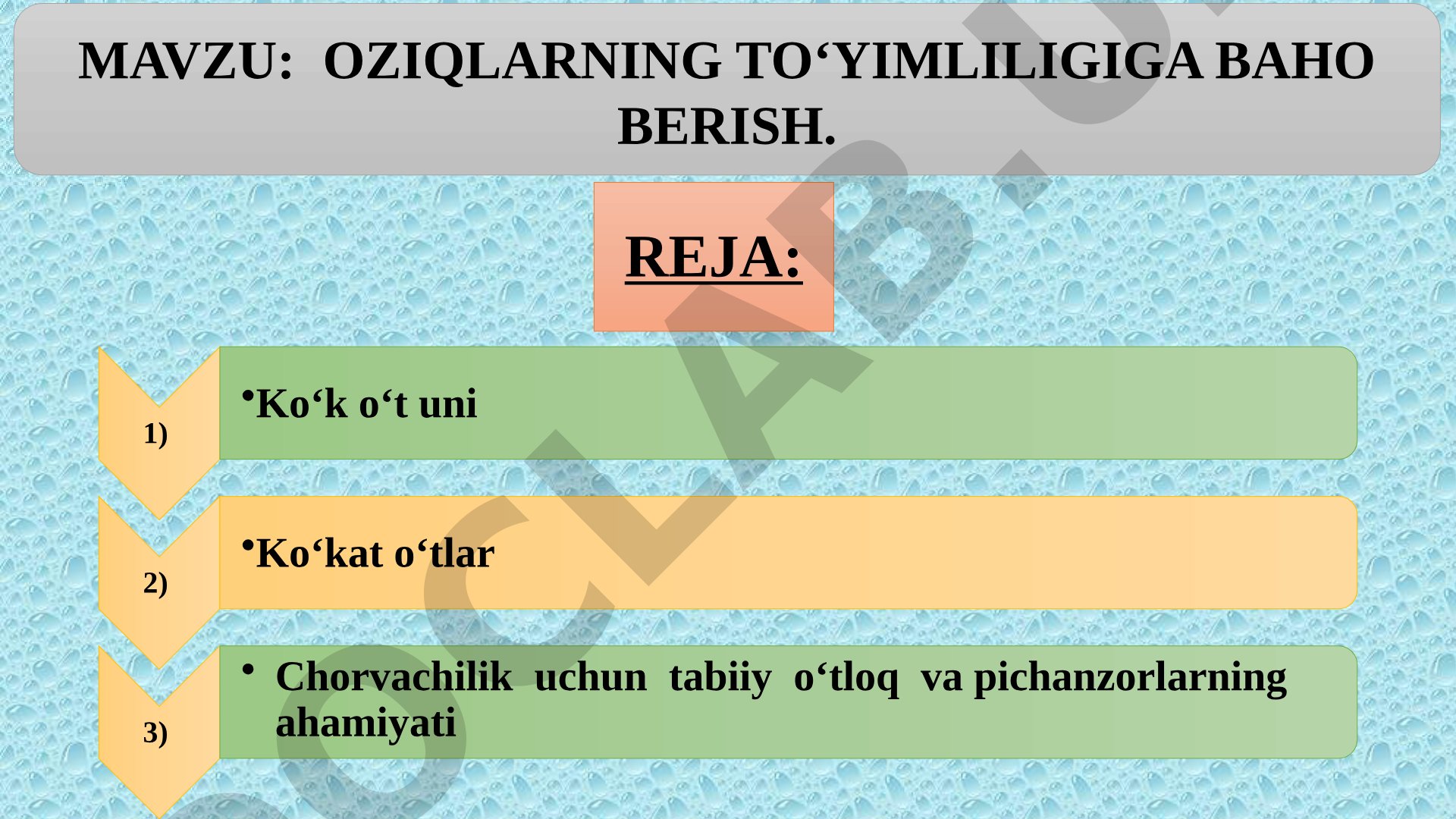 Oziqlarning to‘yimliligiga baho berish