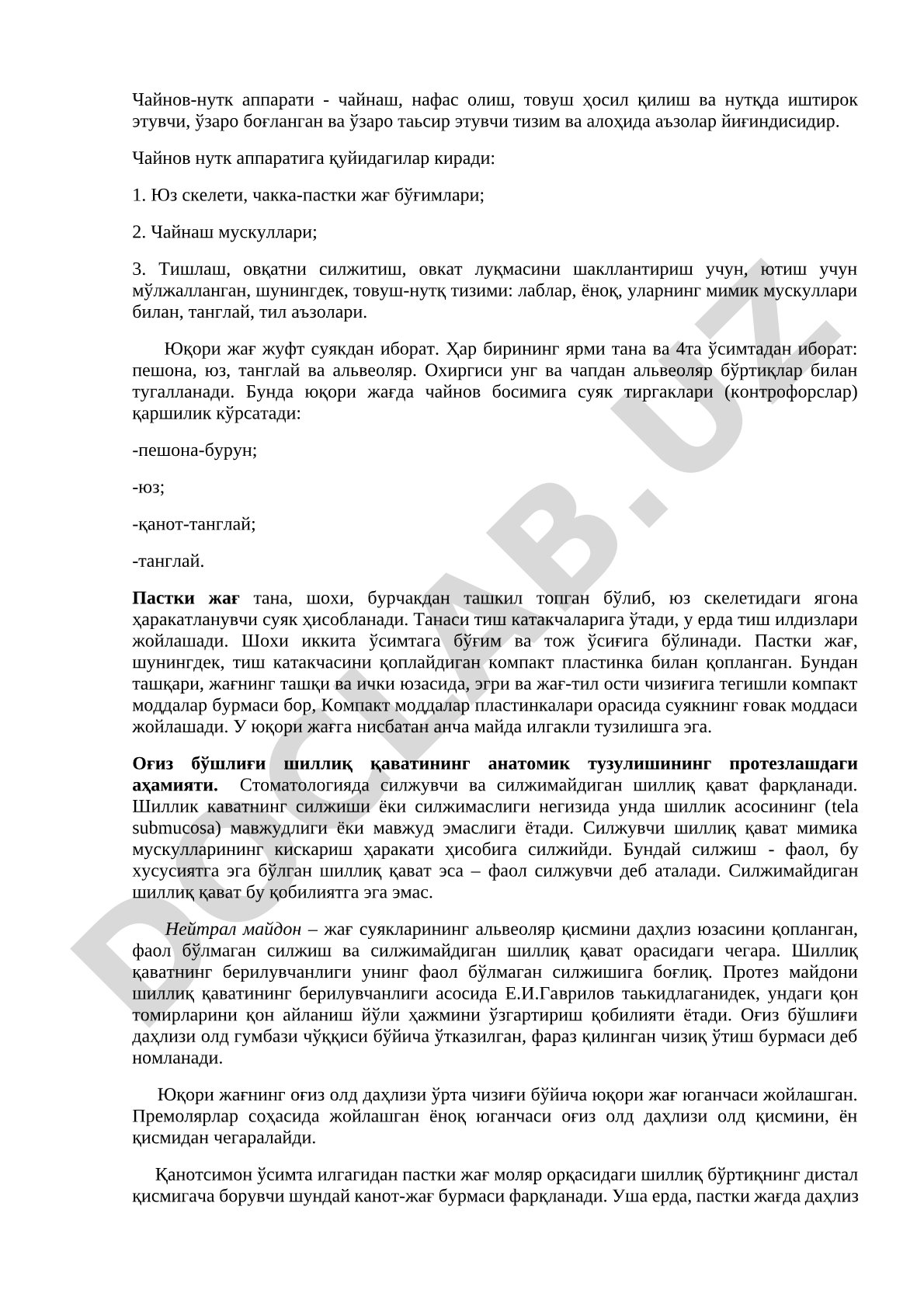 Chaynov-nutq apparati va yuz skeleti anatomiyasi