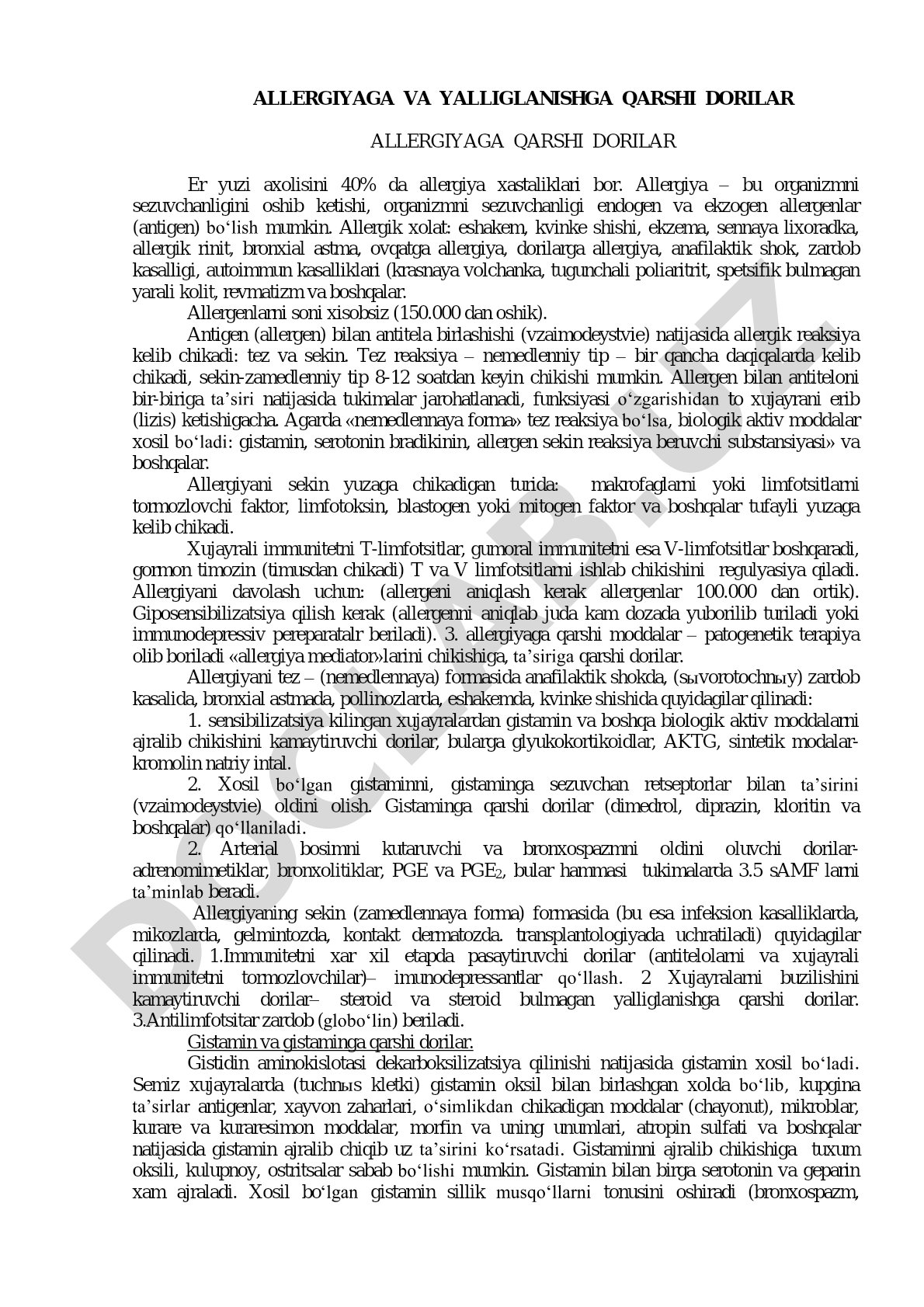 Allergiyaga va yallig'lanishga qarshi dorilar