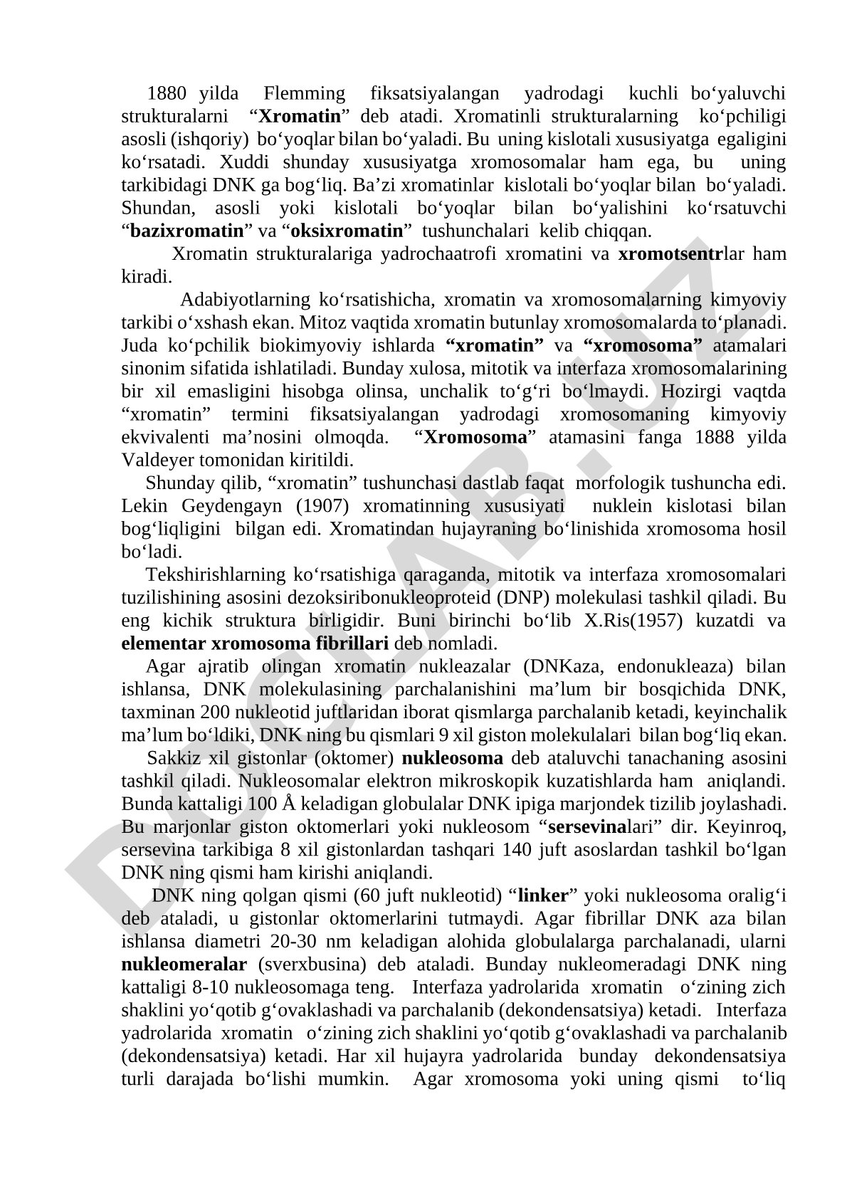 Xromatin va xromosomalar kimyoviy tarkibi va terminologiyasi