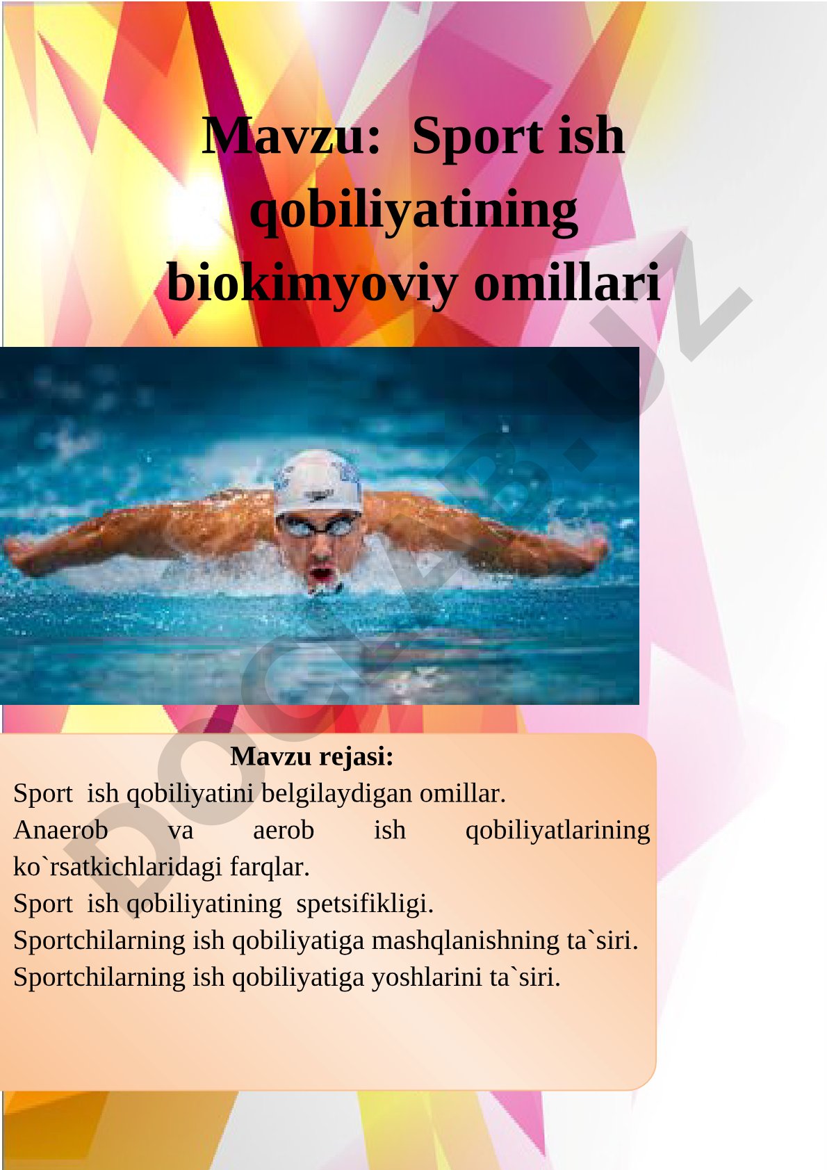 Sport ish qobiliyatining biokimyoviy omillari