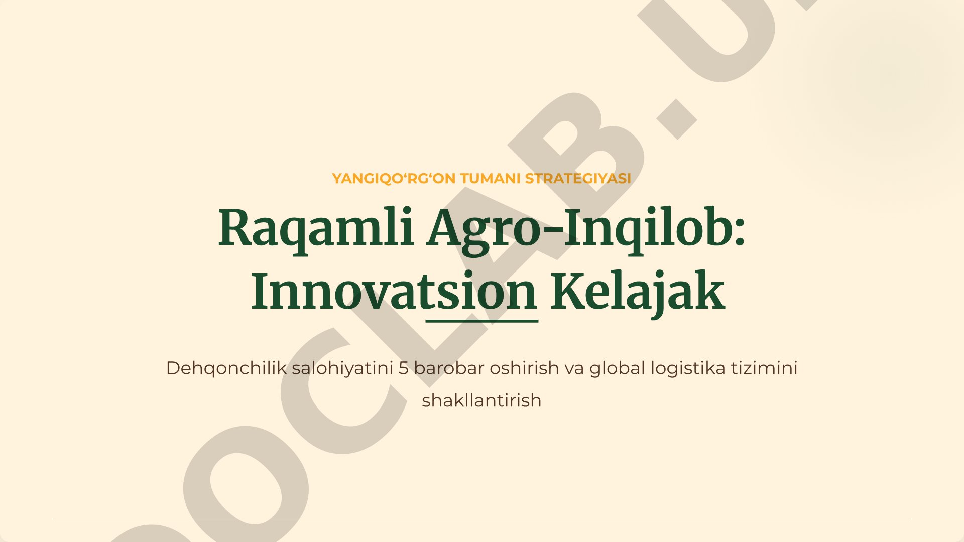 Yangiqo‘rg‘on tumani raqamli agro-inqilob strategiyasi