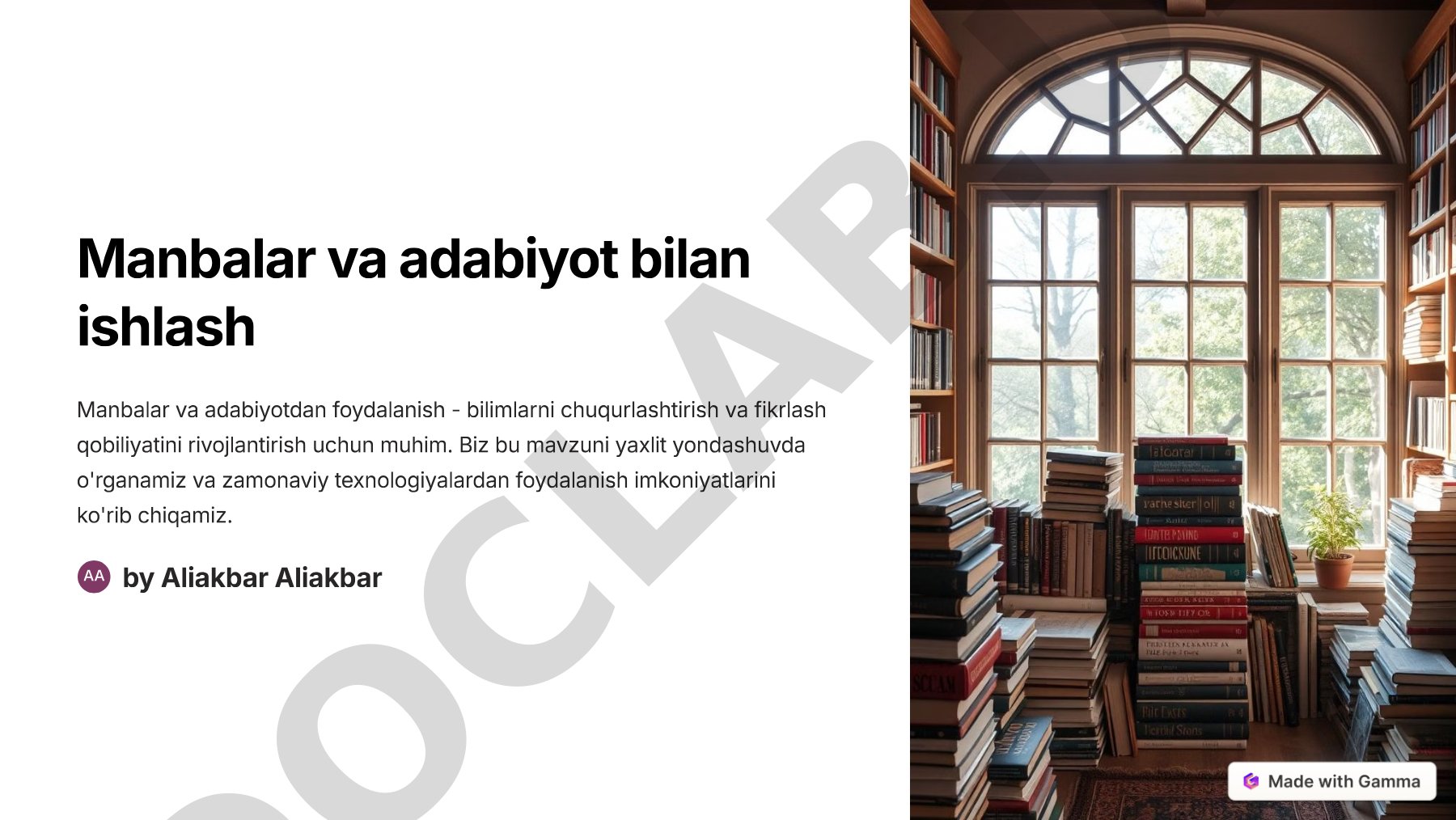 Manbalar va adabiyot bilan ishlash