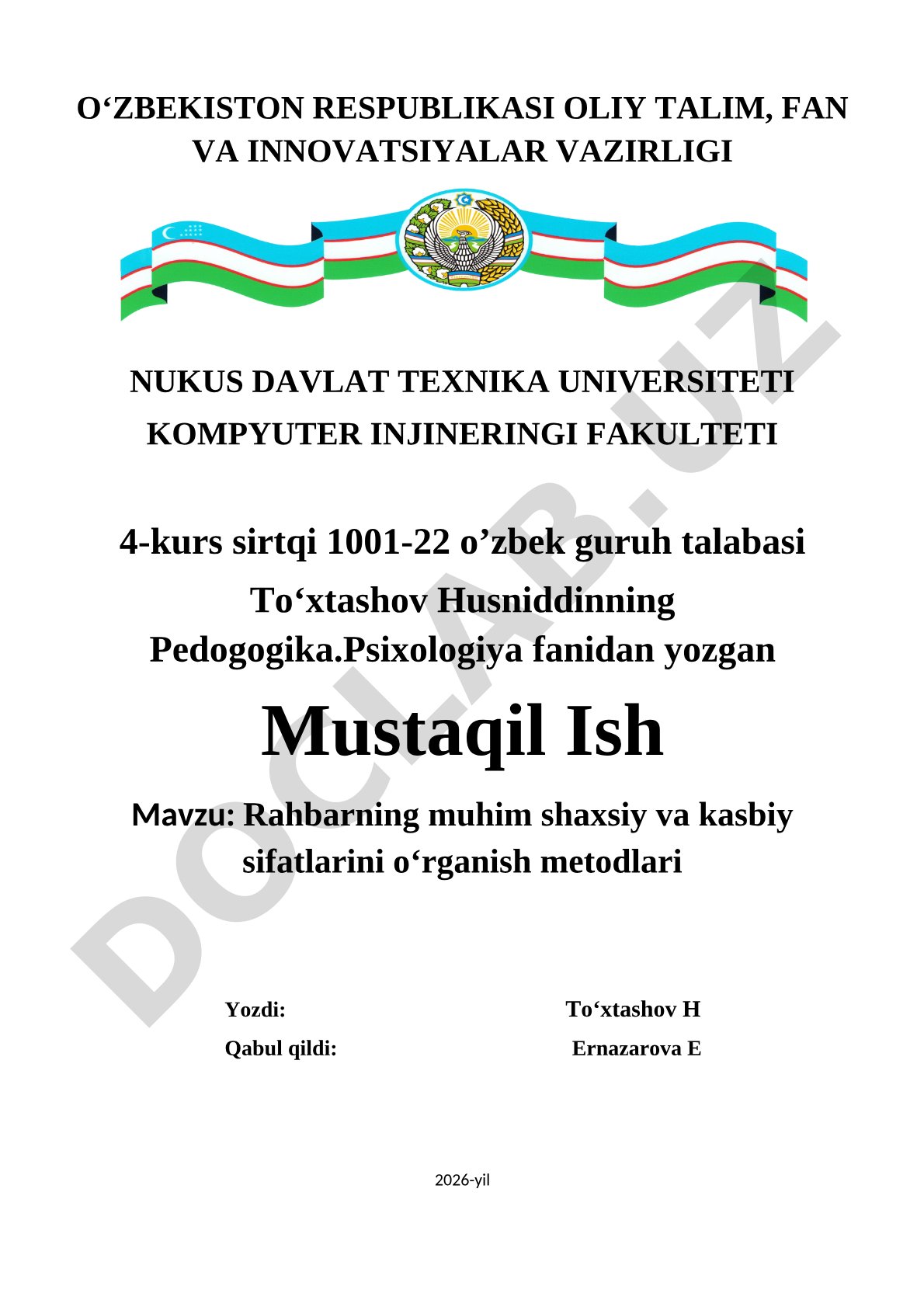 Rahbarning muhim shaxsiy va kasbiy sifatlarini o'rganish metodlari