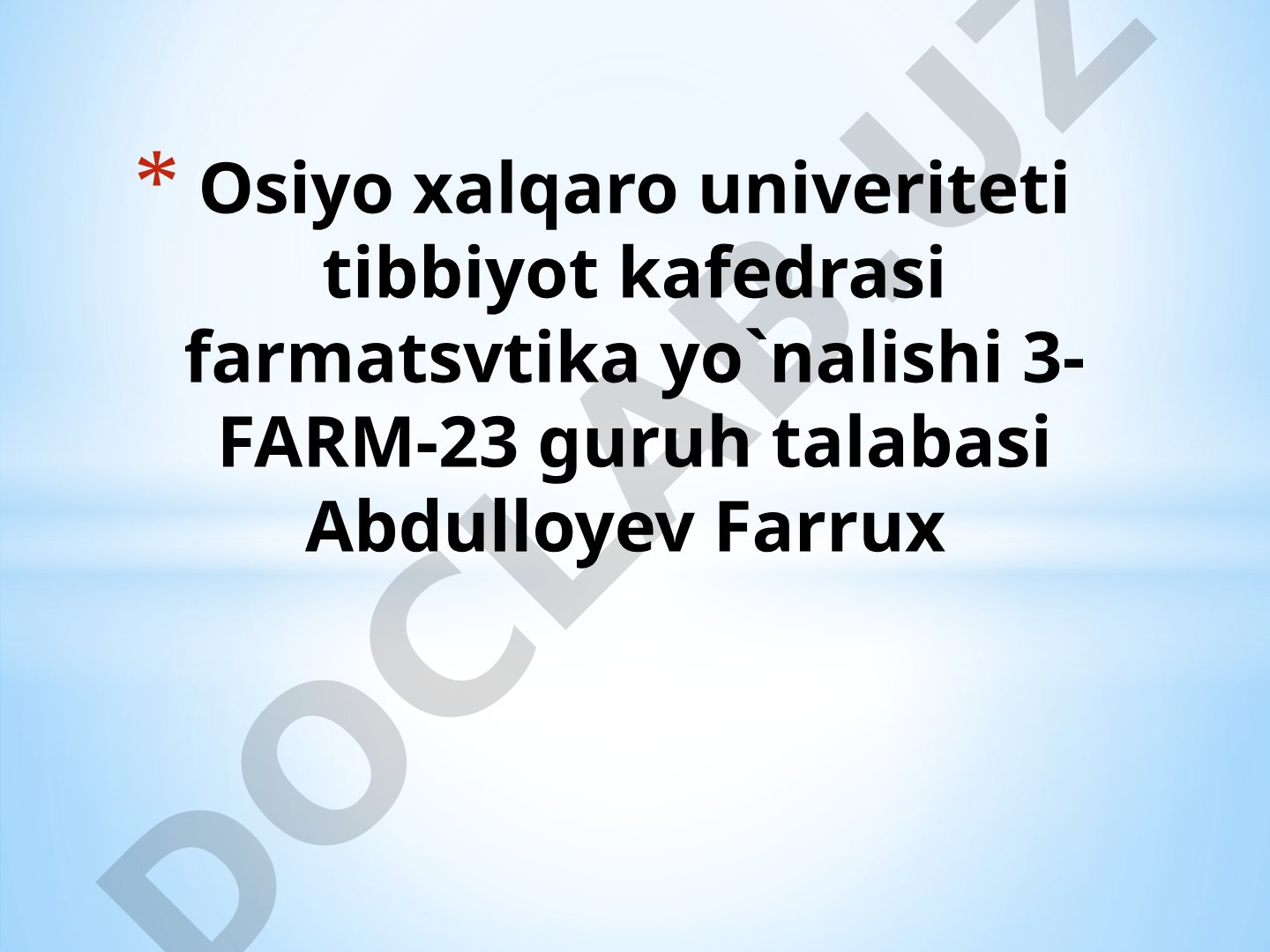 Farmatsevt-mutaxassisning dori ta'minoti tizimidagi roli