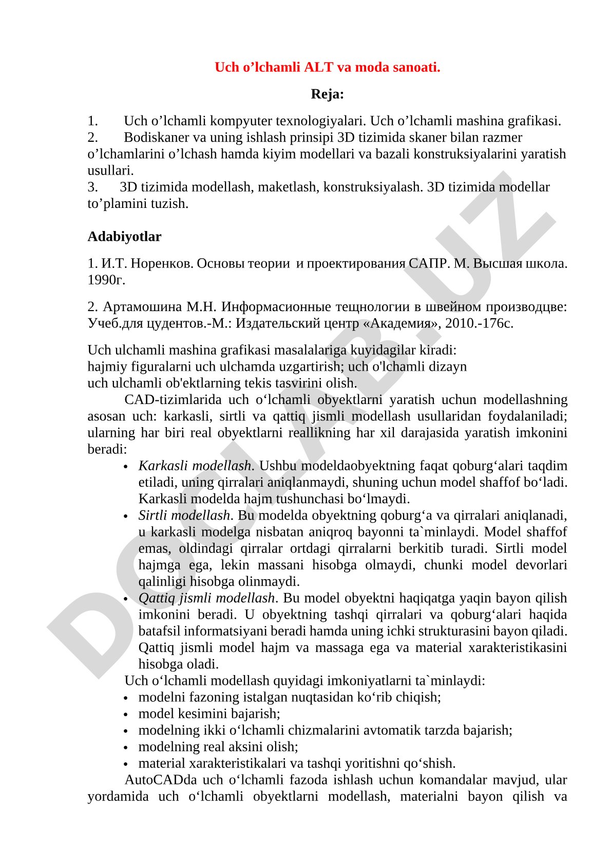 Uch o’lchamli ALT va moda sanoati