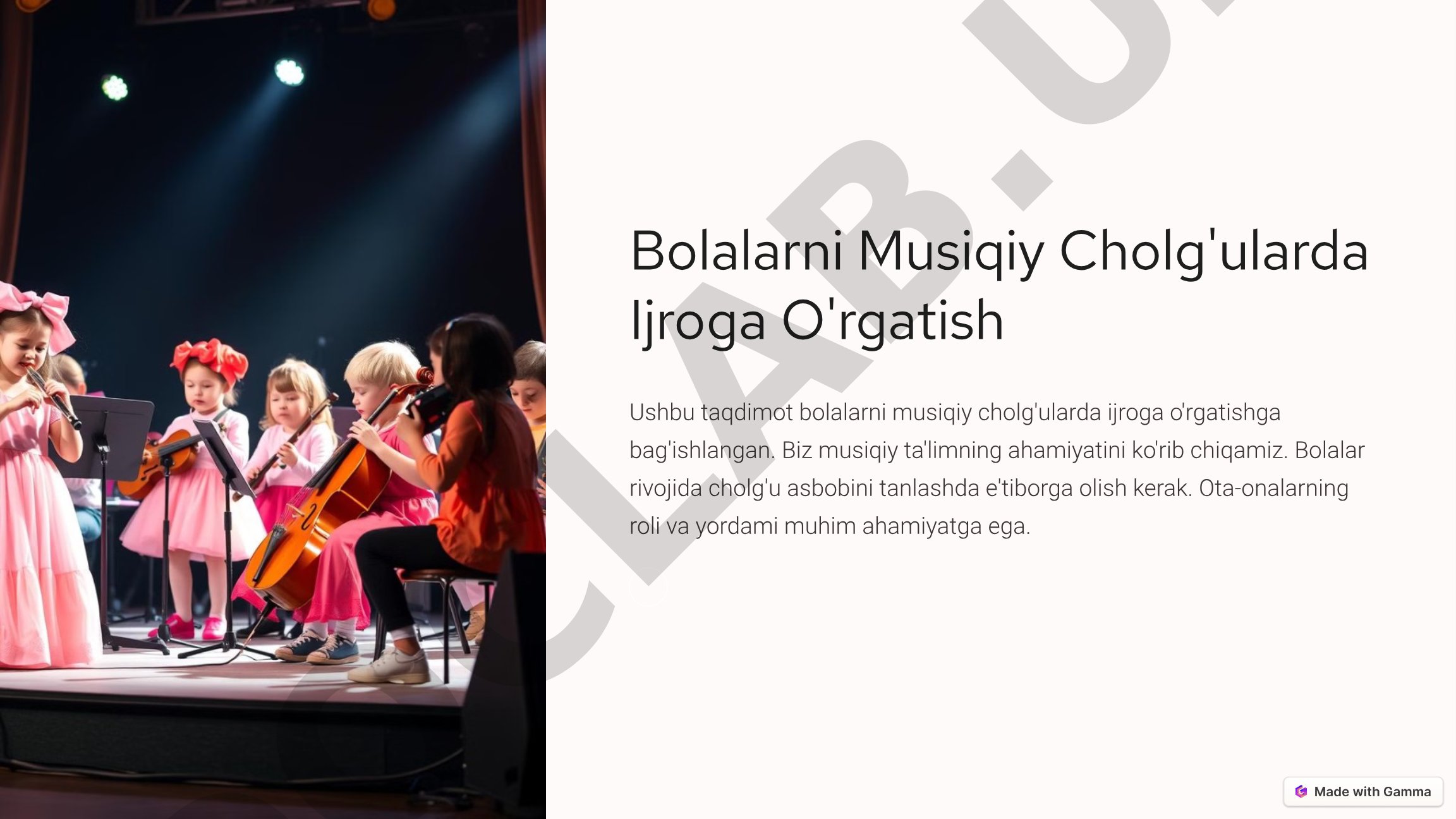 Bolalarni Musiqiy Cholg'ularda Ijroga O'rgatish