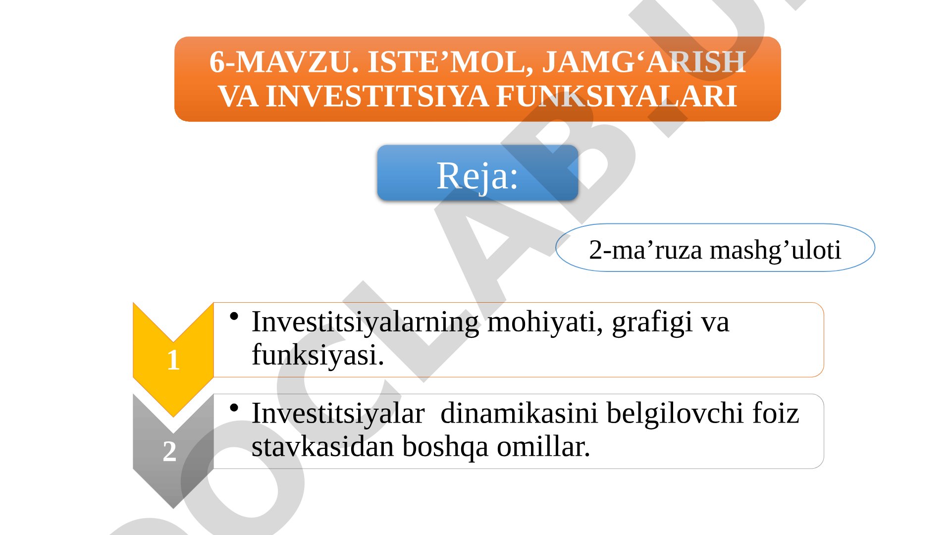 Iste’mol, jamg‘arish va investitsiya funksiyalari