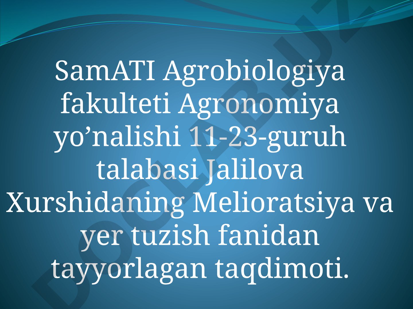 Sho’rlangan yerlarda asosiy sho’ri yuvib bo’lingandan keyin ekiladigan dastlabki o’zlashtirish ekinlarini yetishtirish texnologiyalari