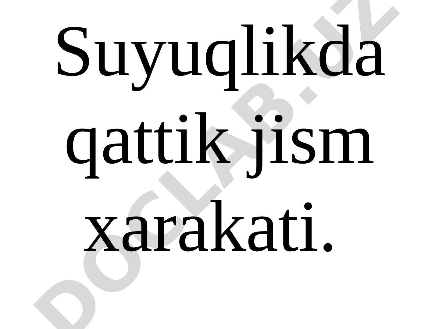 Suyuqlikda qattiq jism harakati va qarshilik