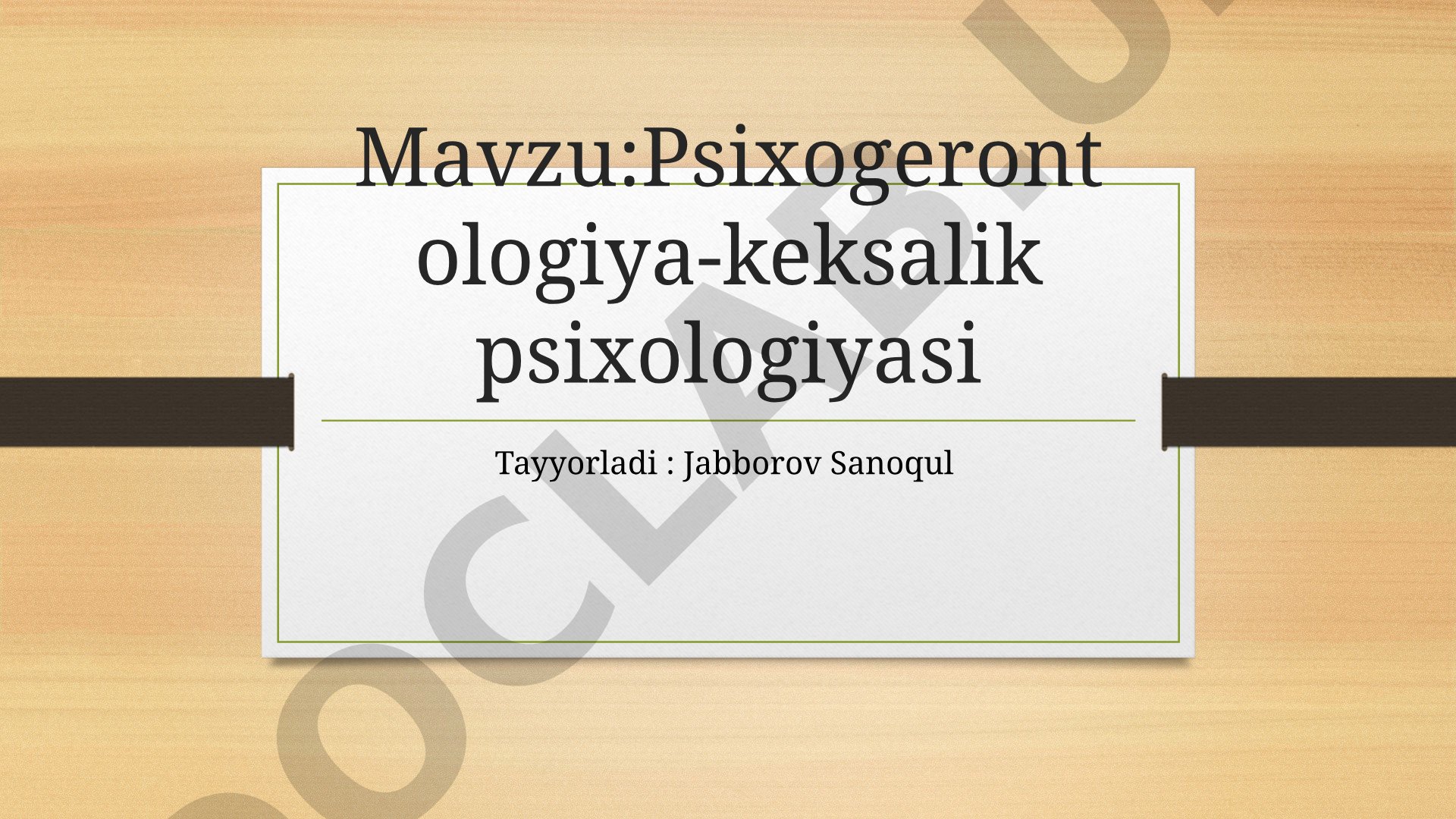 Psixogerontologiya - keksalik psixologiyasi