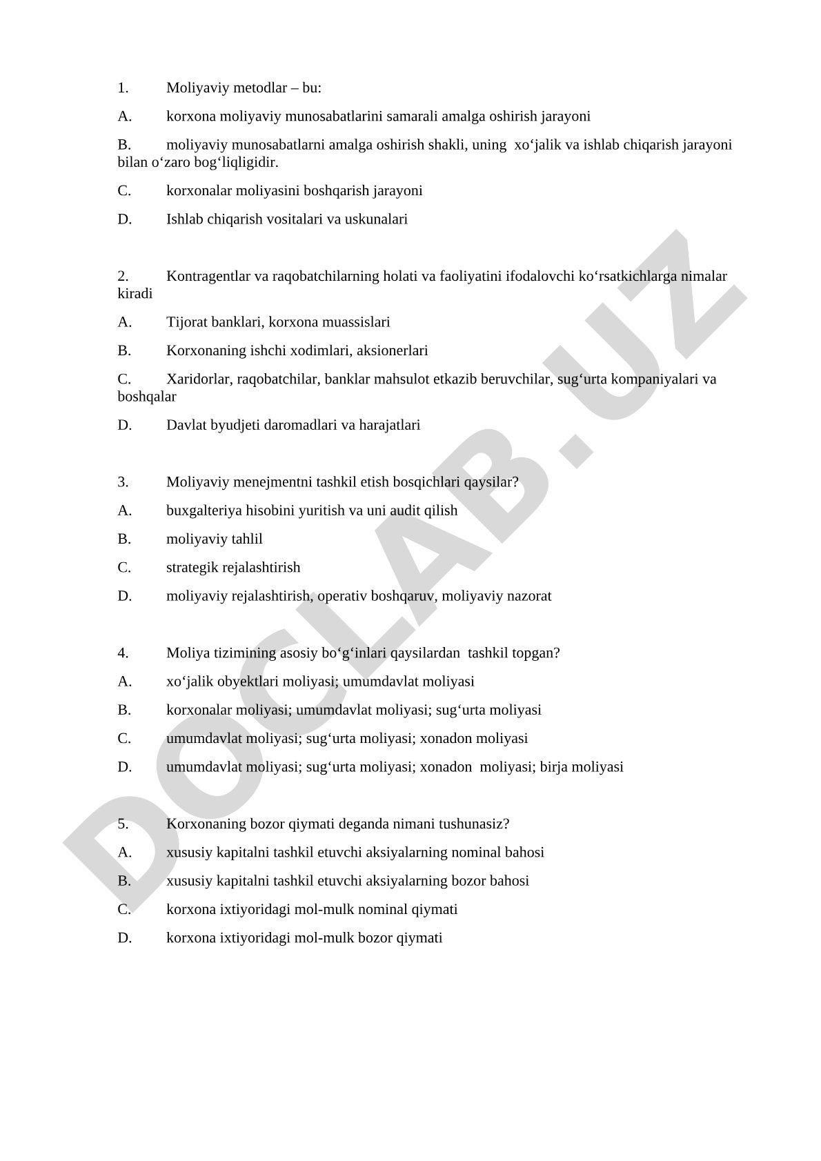 Moliyaviy menejment va moliya tizimi