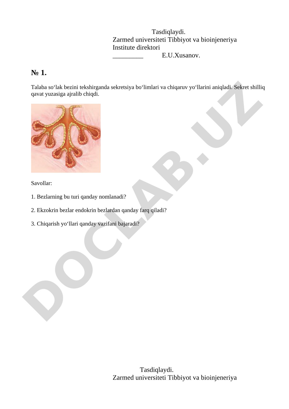 Gistologiya bo'yicha savollar