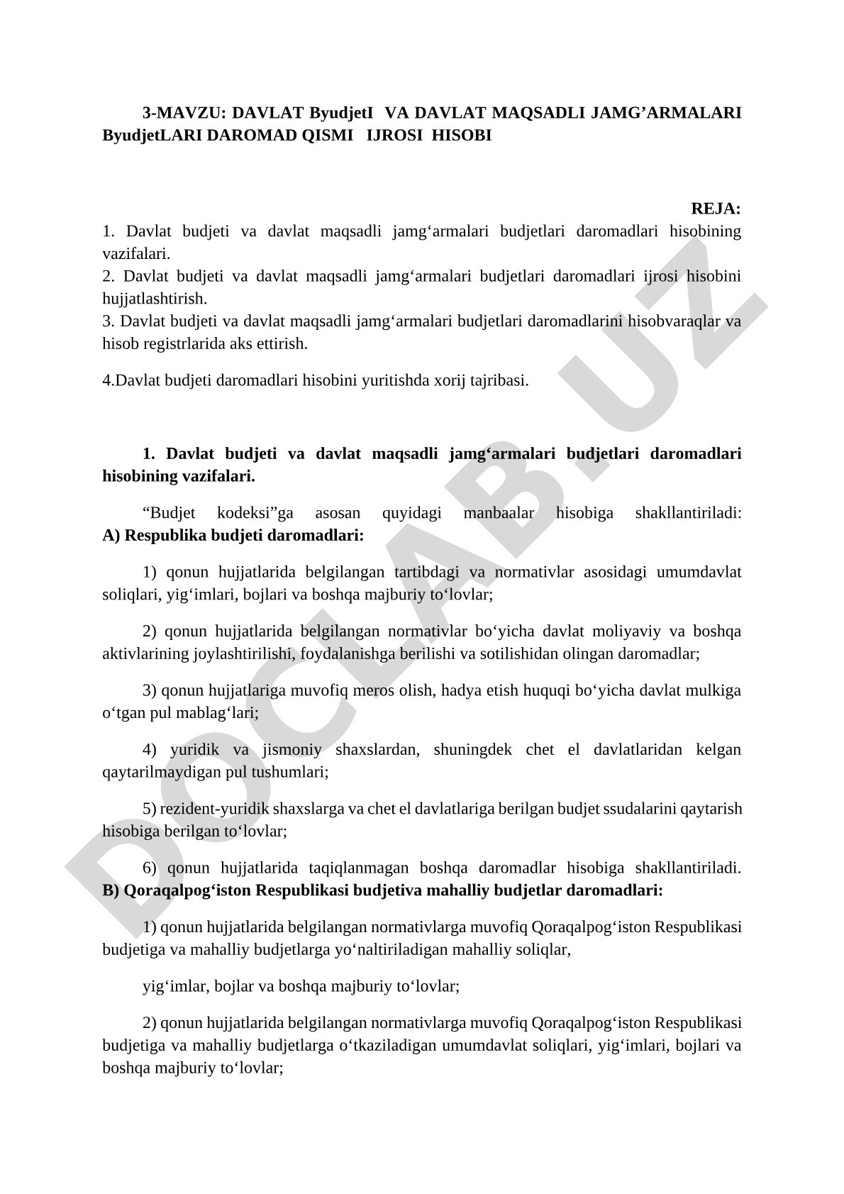 Davlat byudjeti va davlat maqsadli jamg'armalari byudjetlari daromad qismi ijrosi hisobi