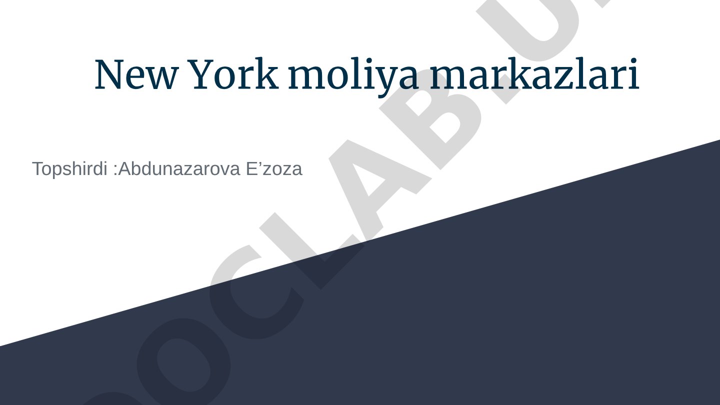 New York moliya markazlari