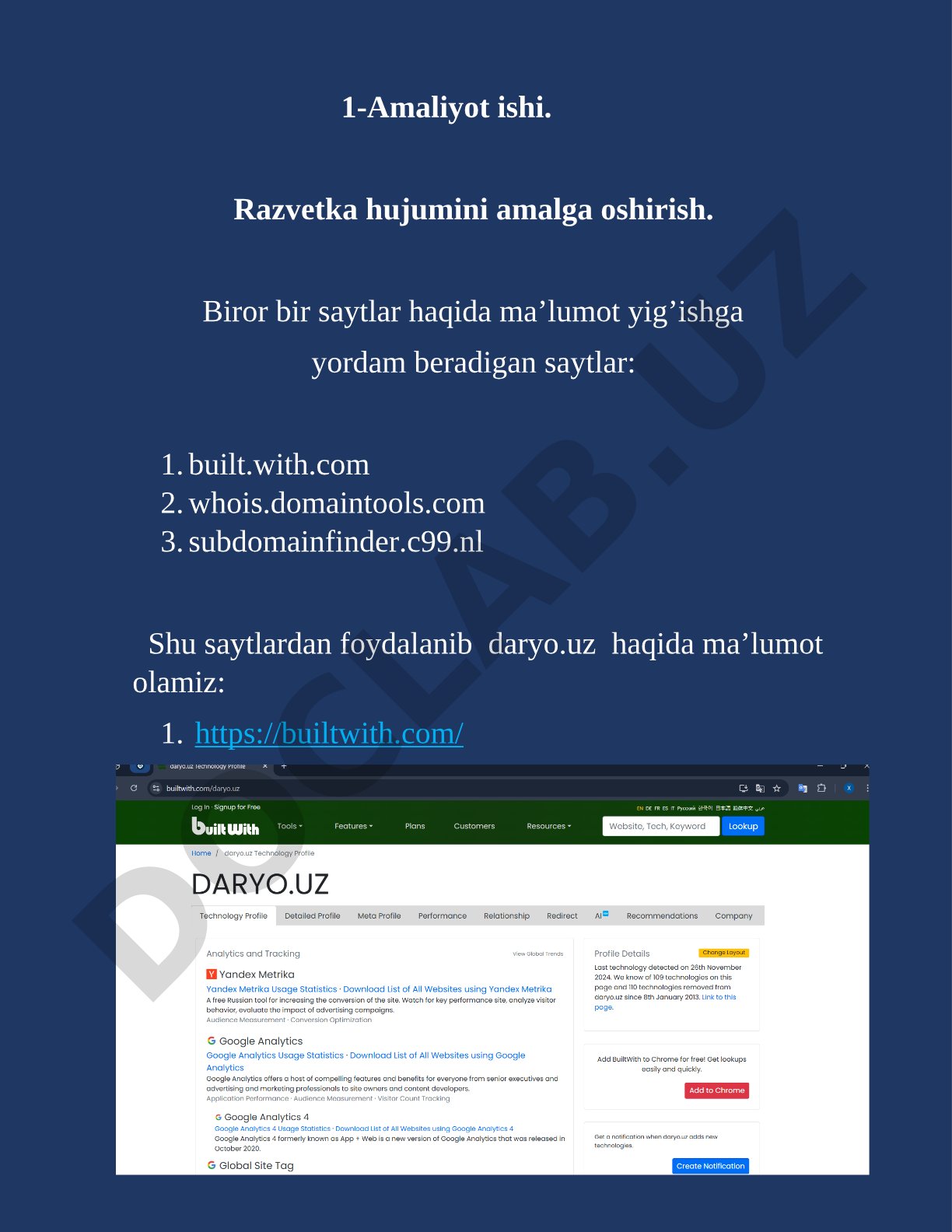 Razvetka hujumini amalga oshirish