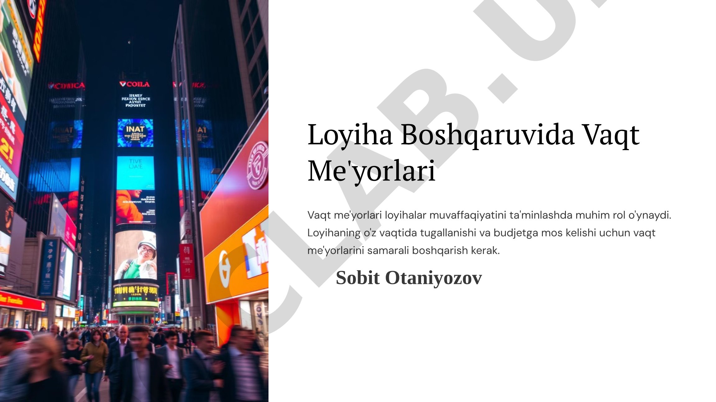 Loyiha Boshqaruvida Vaqt Me'yorlari