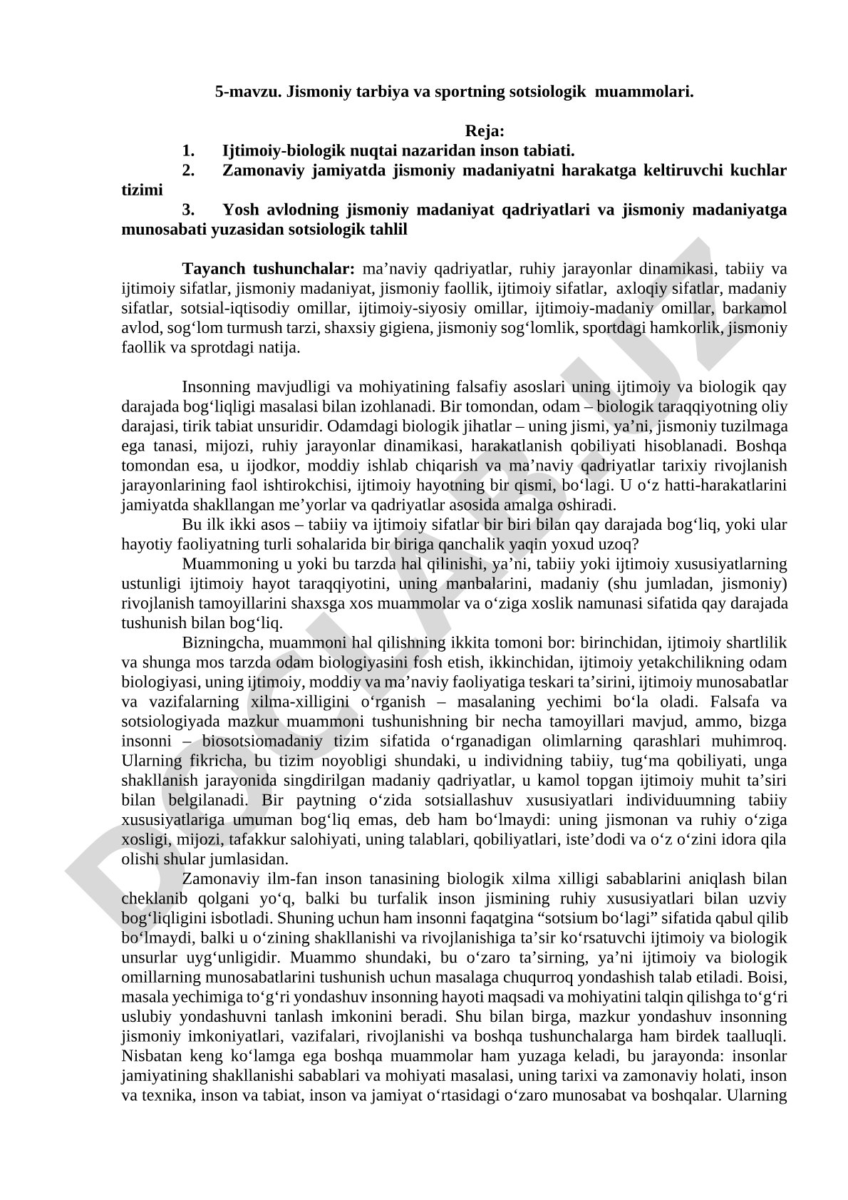 Jismoniy tarbiya va sportning sotsiologik muammolari