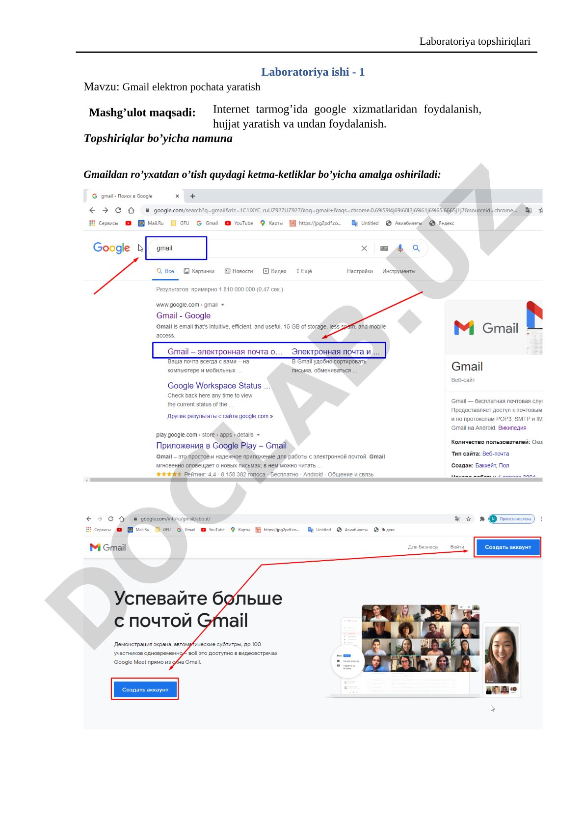 Gmail elektron pochata yaratish
