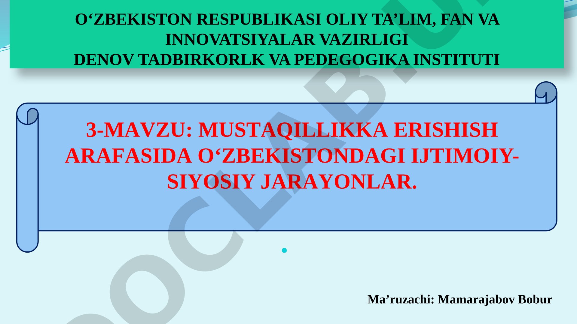 Mustaqillikka erishish arafasida O‘zbekistondagi ijtimoiy-siyosiy jarayonlar