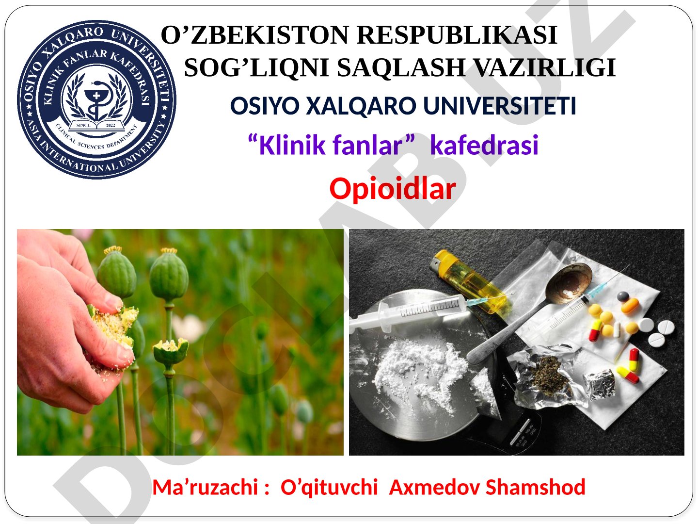 Opioid analgetiklarning tasnifi, ta'sir mexanizmlari, morfin effektlari va tramadol