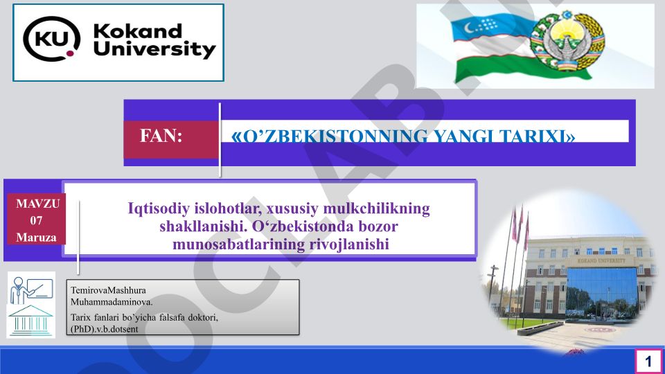 O'zbekistonda bozor munosabatlarining rivojlanishi va iqtisodiy islohotlar