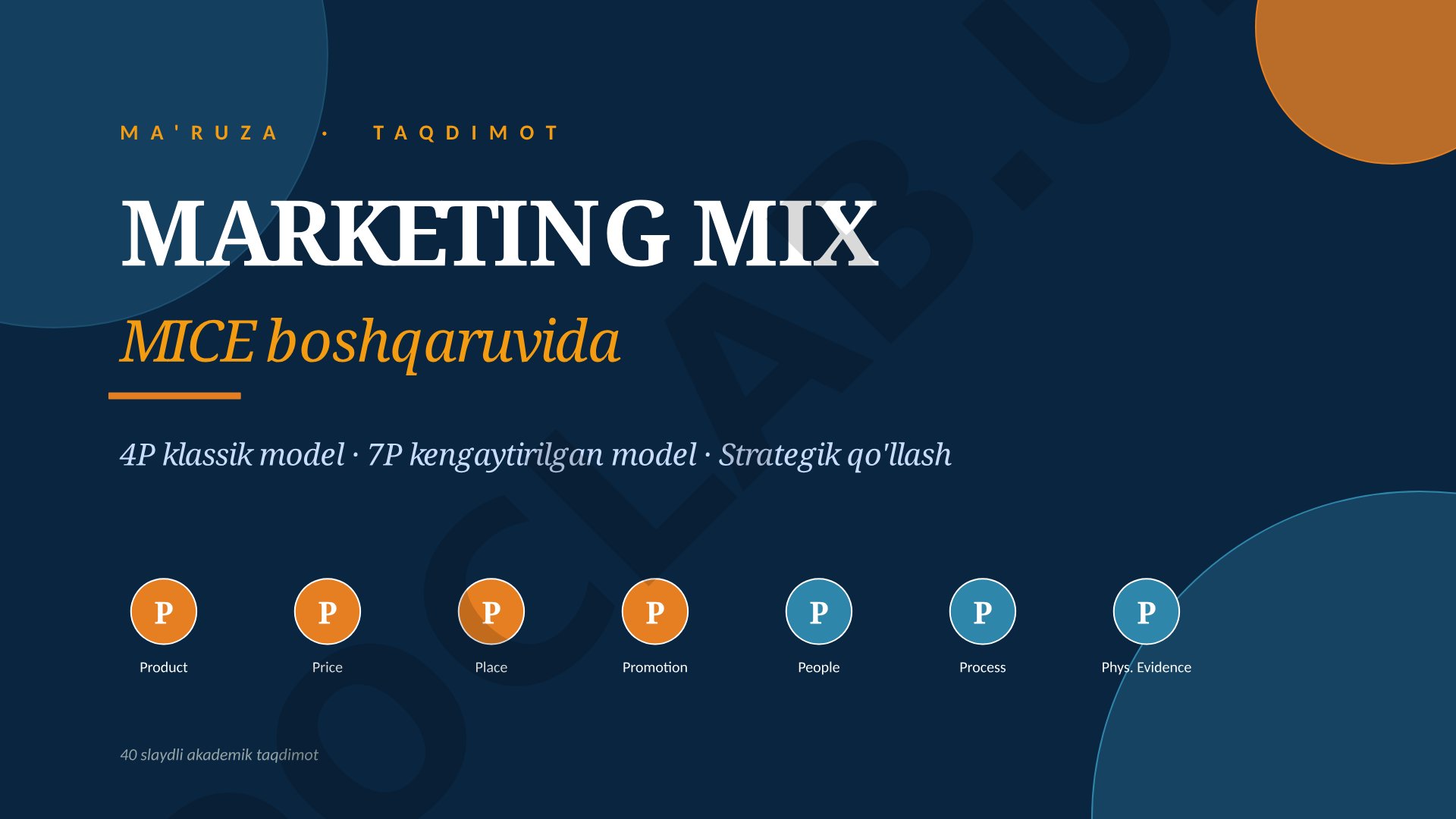 Marketing Mix MICE boshqaruvida