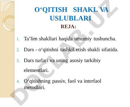 O'qitish shakl va uslublari