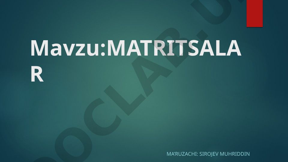 MATRITSALAR
