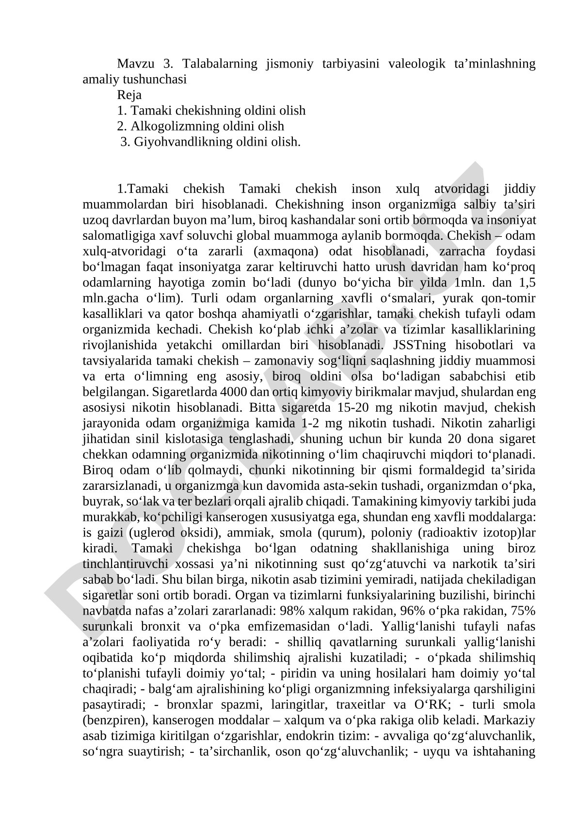 Talabalarning jismoniy tarbiyasini valeologik ta’minlashning amaliy tushunchasi