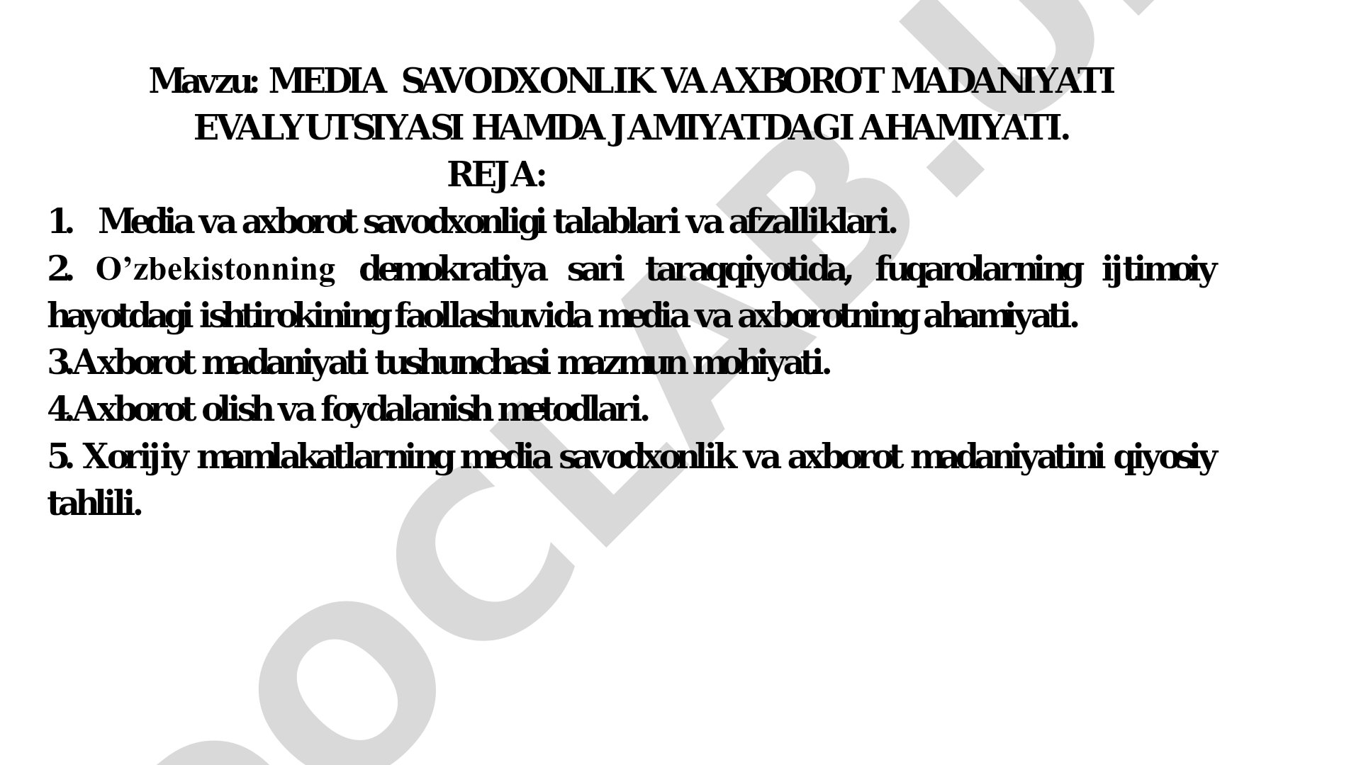MEDIA SAVODXONLIK VA AXBOROT MADANIYATI EVALYUTSIYASI HAMDA JAMIYATDAGI AHAMIYATI