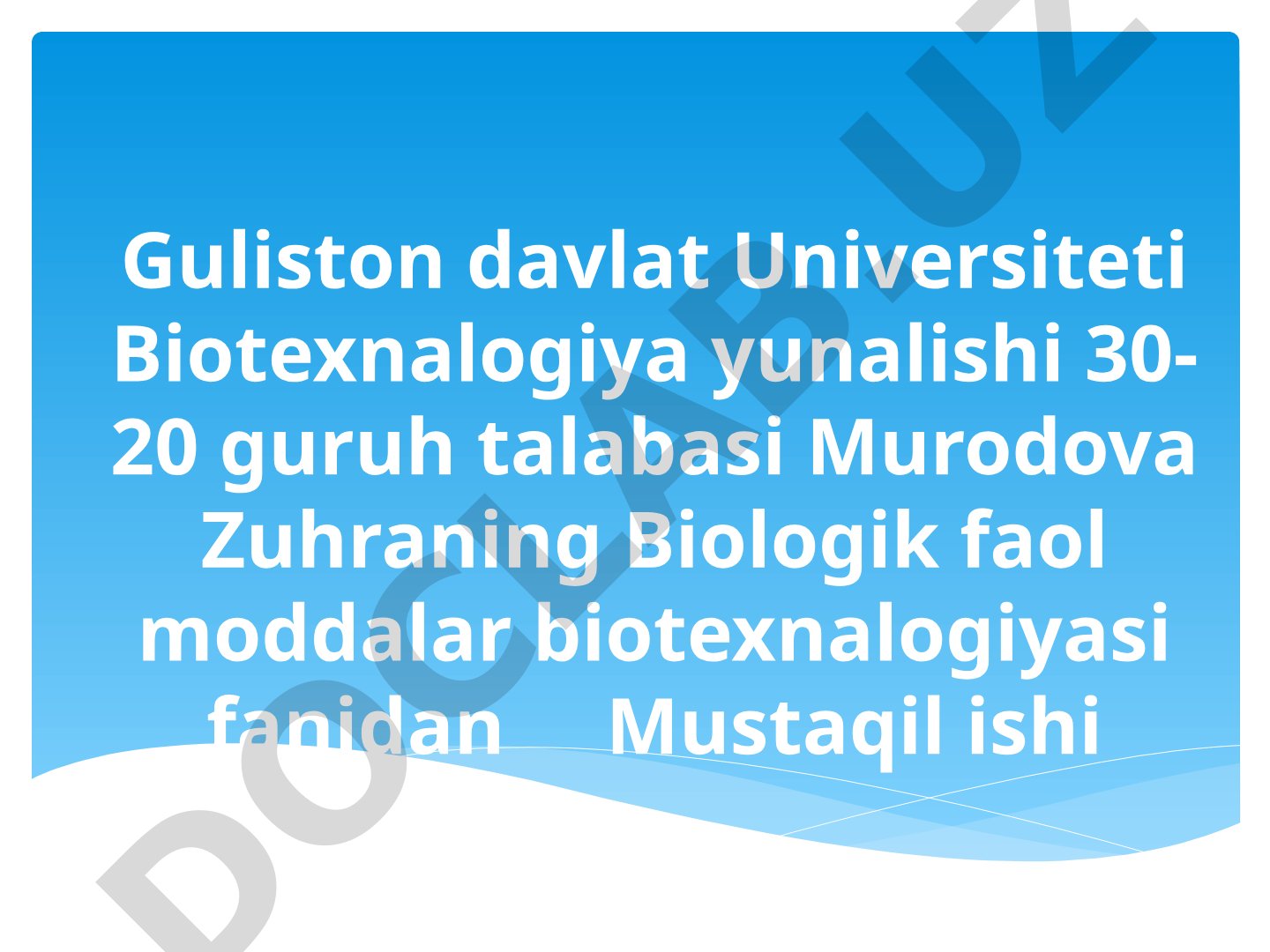 Mikroorganizmlarning oziq-ovqat maxsulotlari ishlab chiqarishdagi roli