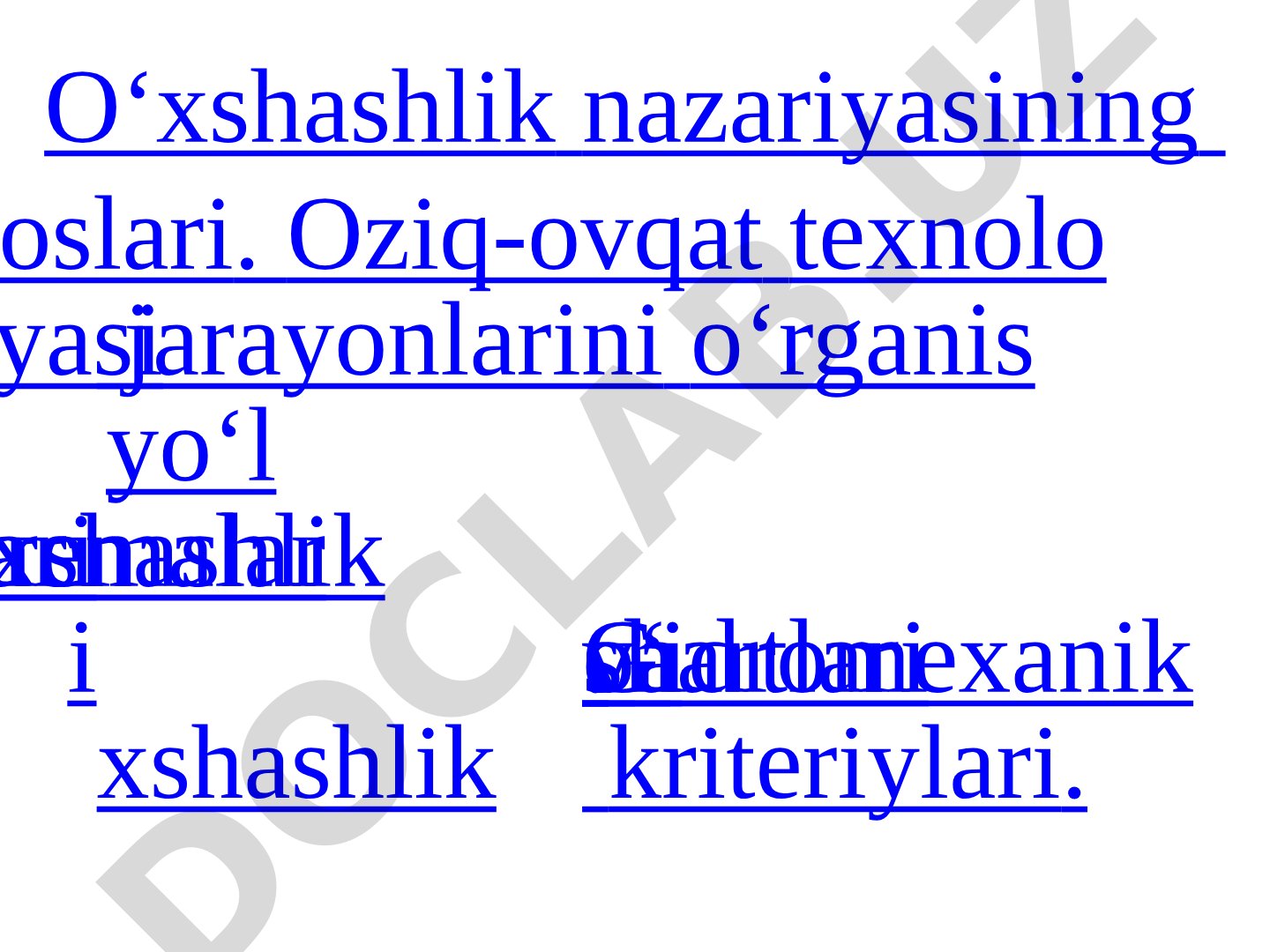 O‘xshashlik nazariyasining asoslari
